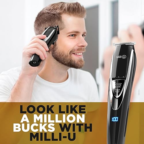 Miniatura 2 de Cortadora de pelo para barba y cuerpo e impermeable para hombre, cuchillas de acero autoafilables, 13 accesorios para múltiples salas, 1 año de