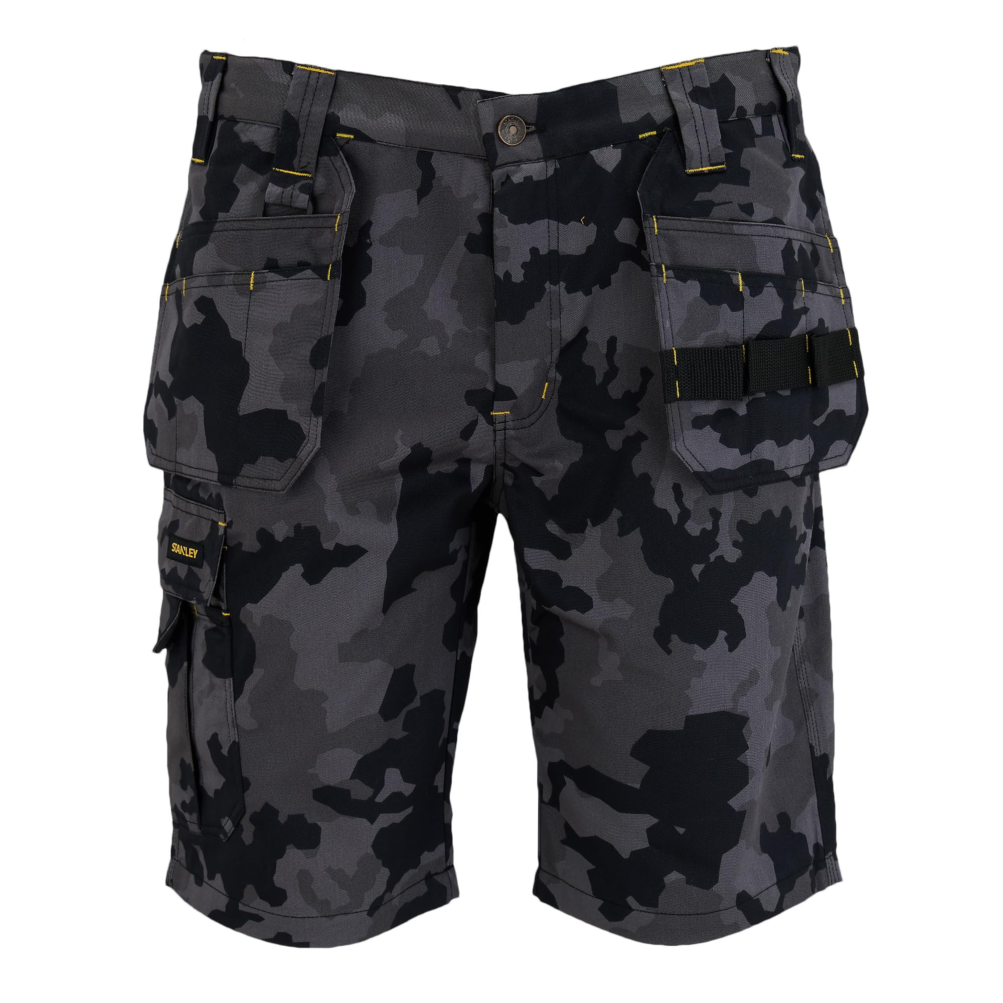 STANLEY Hanley Men's Holster Pocket, Poly Cotton, Regular Fit, Cargo Work Shorts, Black Camo, W38