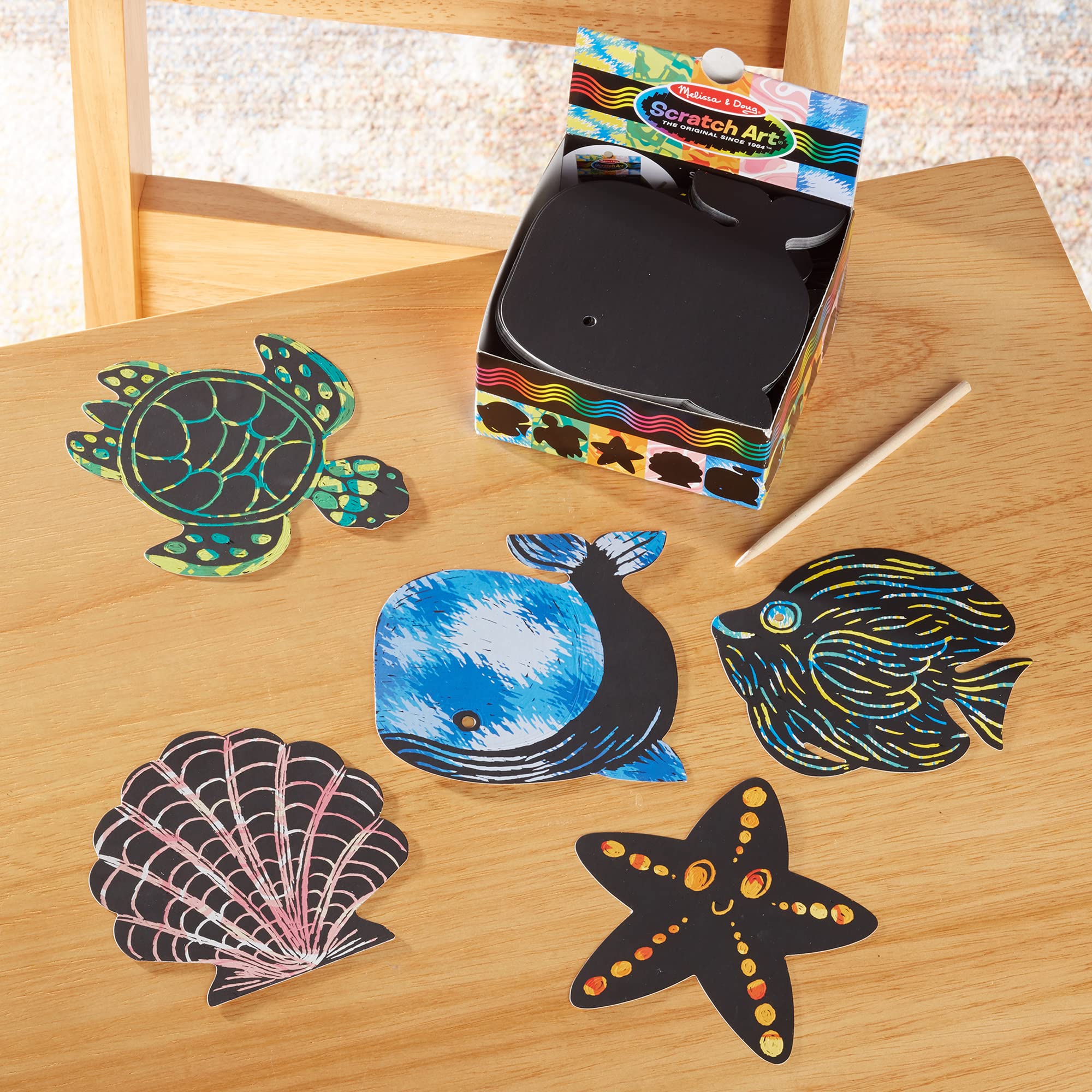 Melissa & Doug Motywem Oceanu | Zdrapki | Rękodzieło | Zestawy pieczątek & szablony | Prezent świąteczny | Sztuka do zdrapywania | Sztuka i rzemiosło | 4+ | Prezent dla chłopca lub dziewczyny