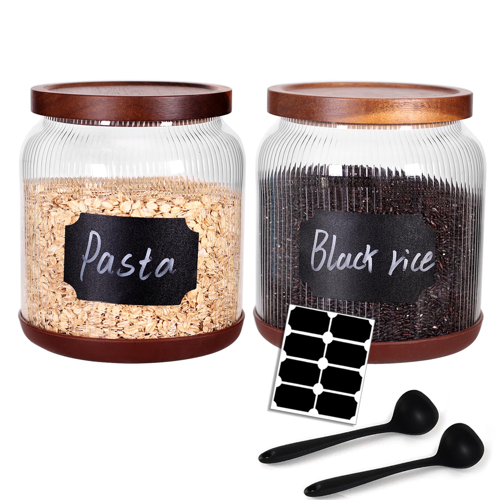 SAIOOL Striped Borosilicate Glass Airtight Canisters, 1/2 Gallon