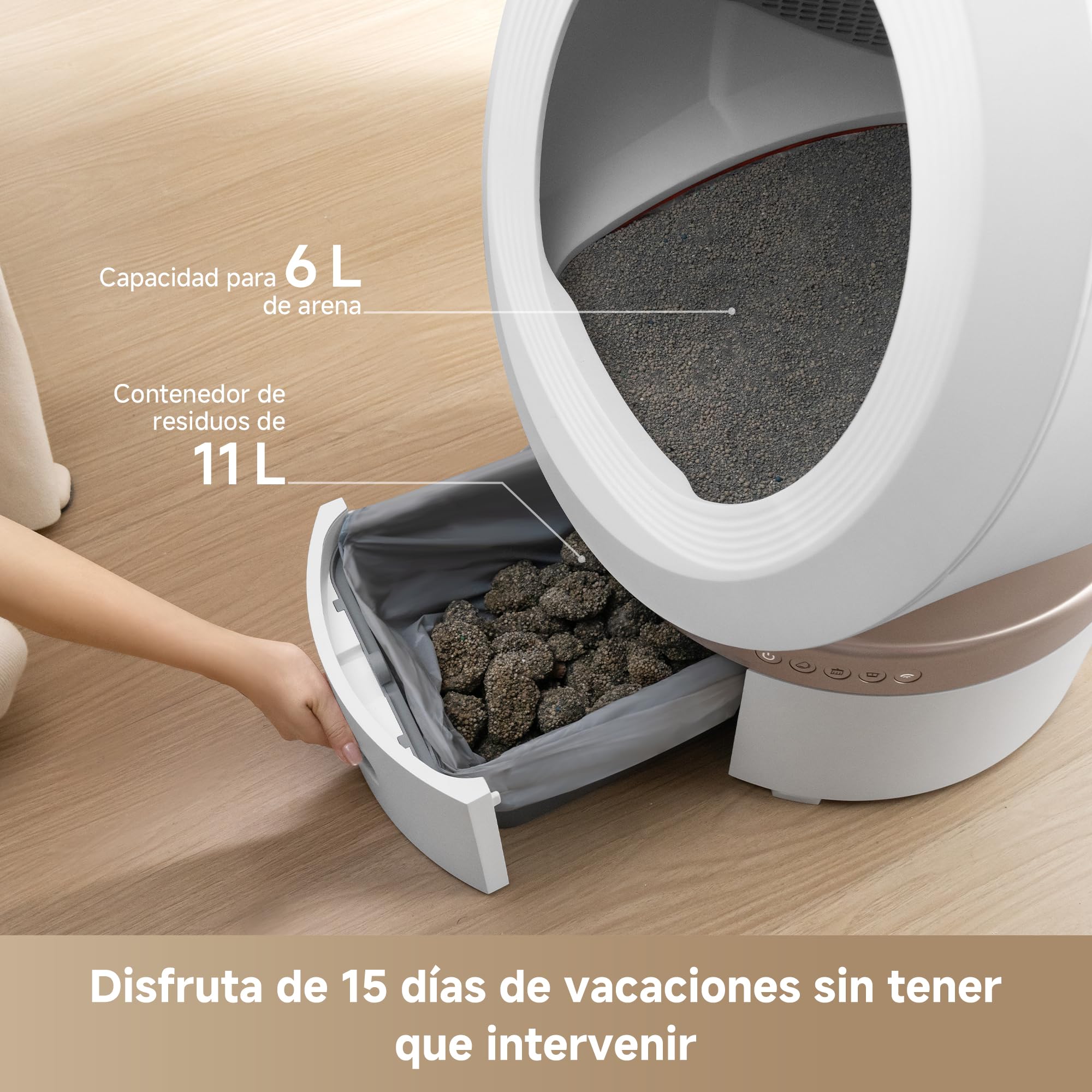 MOVA MeowgicPod LR10 Prime, arenero Inteligente para Gatos con Cabina de 110 L, 15 días sin intervenir, Aire Fresco, se extrae con Solo Tirar, monitorización, Control Remoto con la App