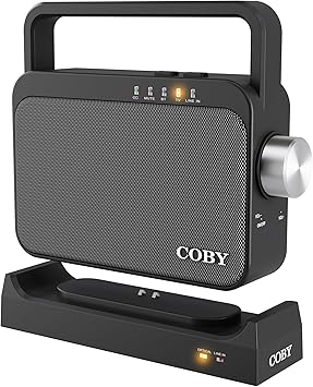 Coby Wireless TV Speaker for Seniors & Hard of Hearing Portable TV Audio Amplifier with Bluetooth, 100ft Range, 8-Hour Playback, Stereo Sound, Optical/AUX Input, Hearing Assistance for Smart TVs