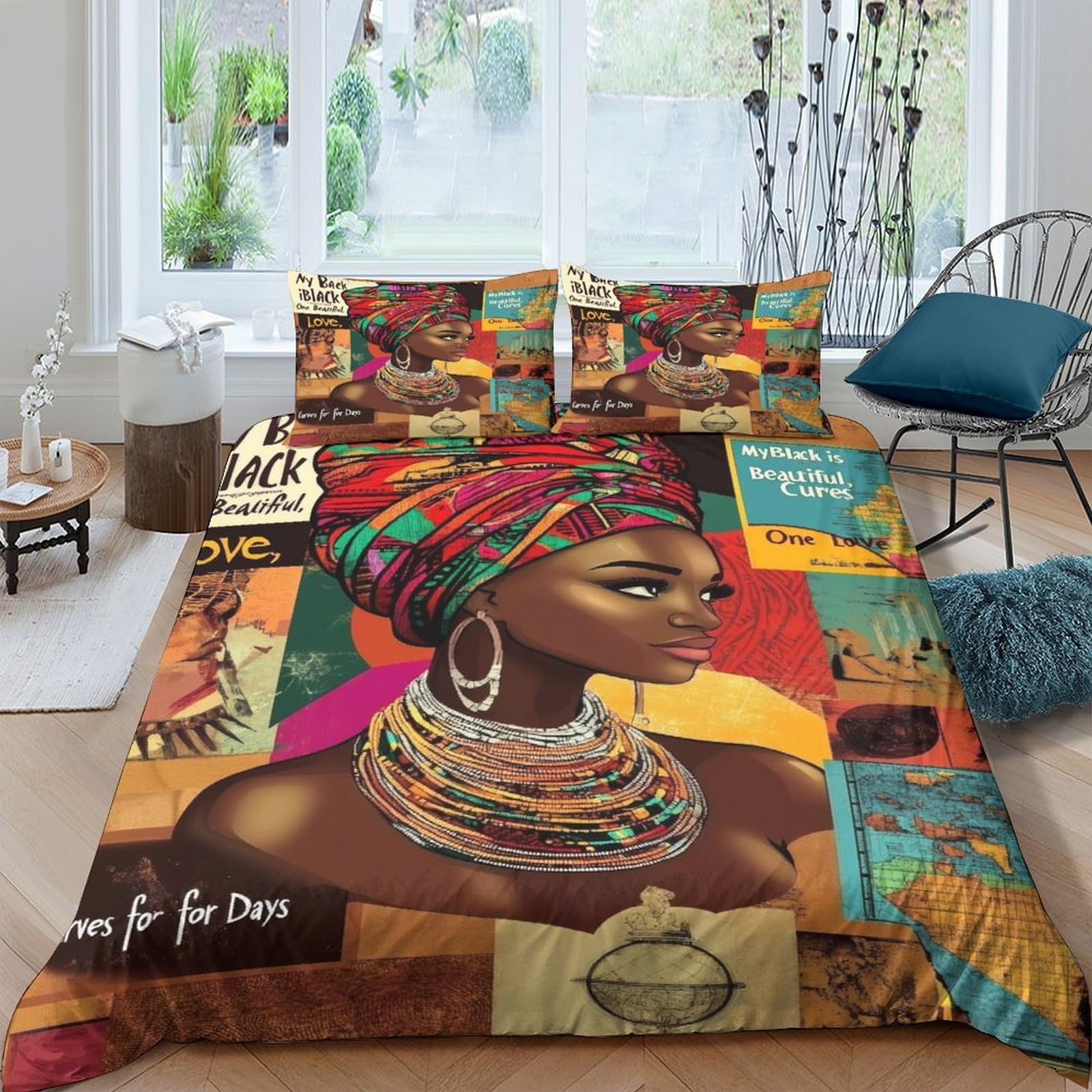 Ctjqhvkz Style-6 3D Printed African Queen Fitted Sheet Microfiber Vibrant Ethnic Bed Cover For Bedroom Dorm Decor Mattress Protection Single（135X200cm）