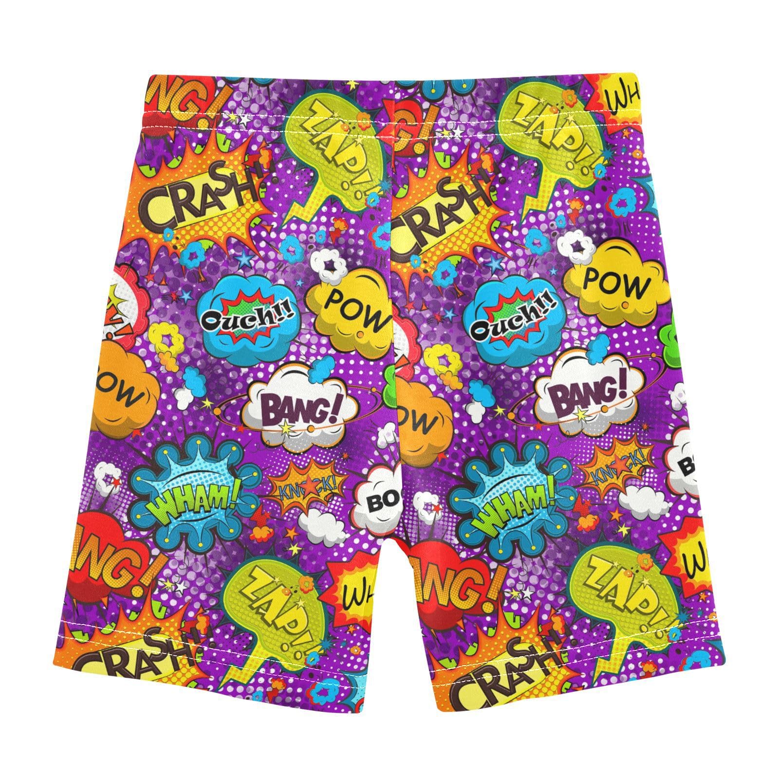 JHKKU Girls Comic Speech Bubbles Shorts Cotton Cartwheel Bike Kids Biker Under Dress Dance Short Girl Clothes 8Y