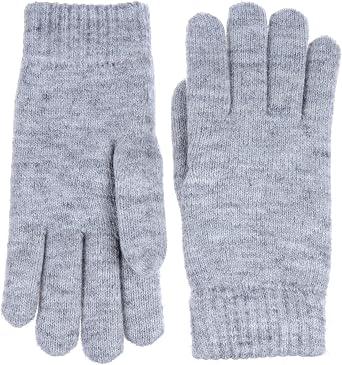 BSB Winter Womens Toasty Warm Plush Fleece Lined Knit Gloves Grey