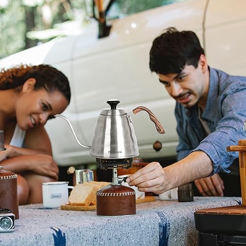Miniatura 4 de Hervidor de cuello de cisne con termómetro para verter sobre café y té, 42 onzas líquidas, acero inoxidable de alta calidad, control de temperatura