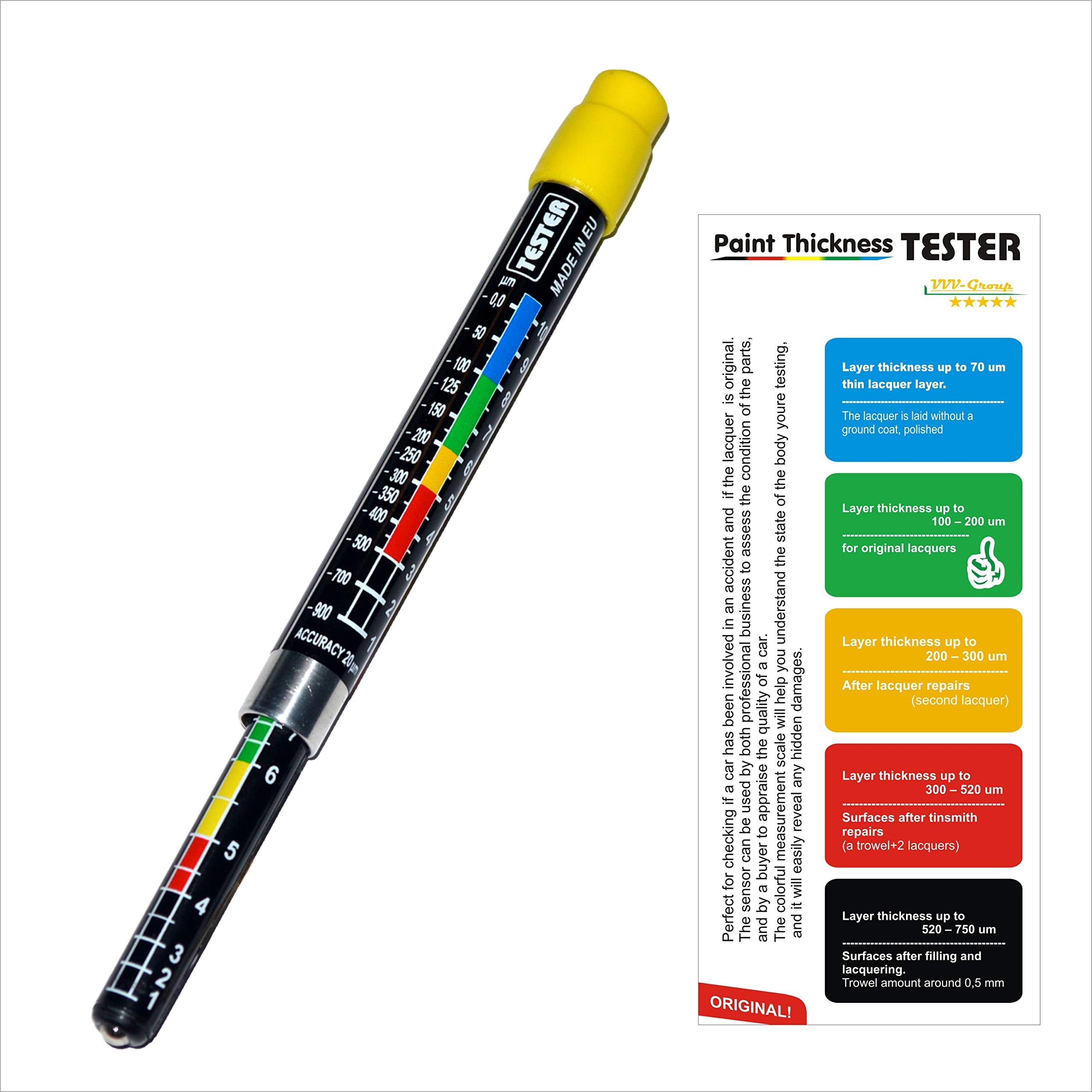 Paint Thickness Tester Meter Gauge, Paint Coating Tester, Car Body Damage Detector, with Magnetic Tip, and Measurement Scale, Crash-Test Check, Water Resistant, Highly Accurate