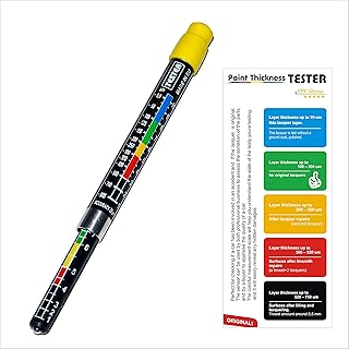 Paint Thickness Tester Meter Gauge, Paint Coating Tester, Car Body Damage Detector, with Magnetic Tip, and Measurement Scale, Crash-Test Check, Water Resistant, Highly Accurate