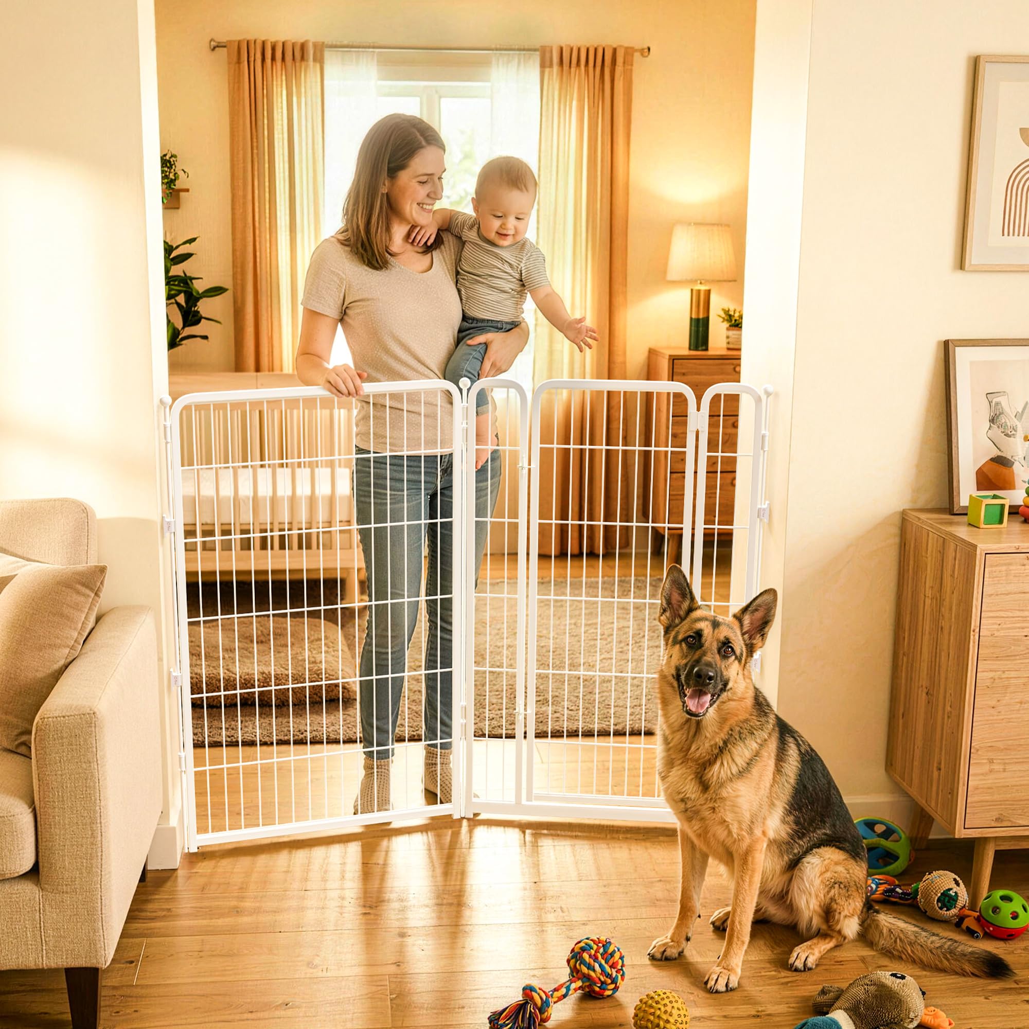 FXW Dog Gate, Extra Wide Adjustable for Openings Up to 55", 45" H
