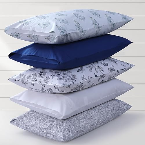 Miniatura 10 de Tribeca Living Juego de sábanas de percal de algodón, tamaño Queen, bolsillo extra profundo, 300 hilos, color blanco leche