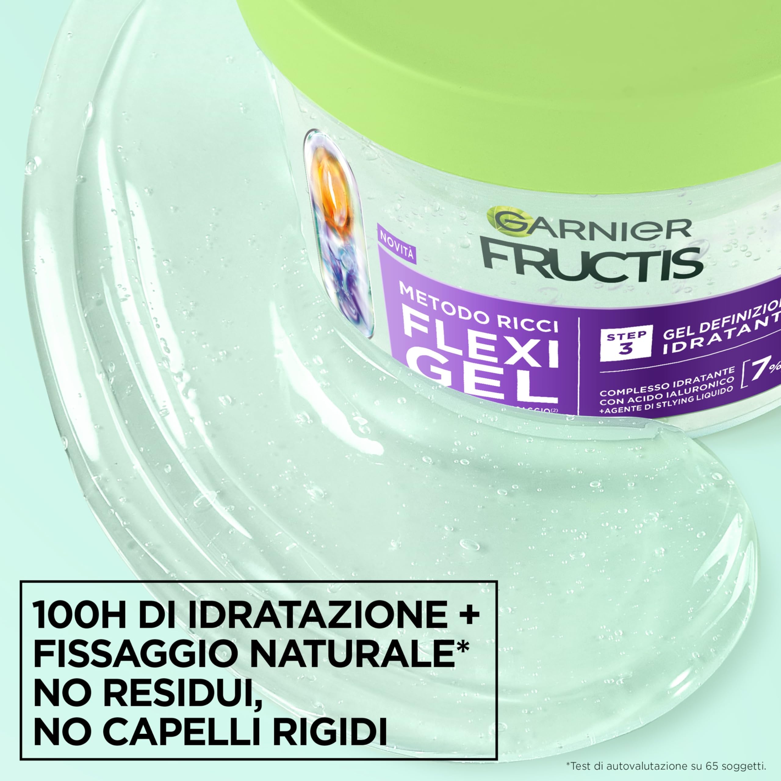 Garnier Fructis Metodo Ricci Flexi Gel, Per Onde, Boccoli e Ricci, Idratazione e Definizione, Senza Residui Sui Capelli, Con Acido Ialuronico e Agente di Styling Liquido, 370 ml