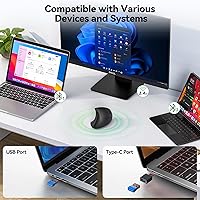 Vista 2 de TECKNET Jiggler Ratón ergonómico, mouse vertical inalámbrico Bluetooth de 4800 DPI con 6 niveles de DPI ajustables, 2.4 GHz (USB A y C), mouse