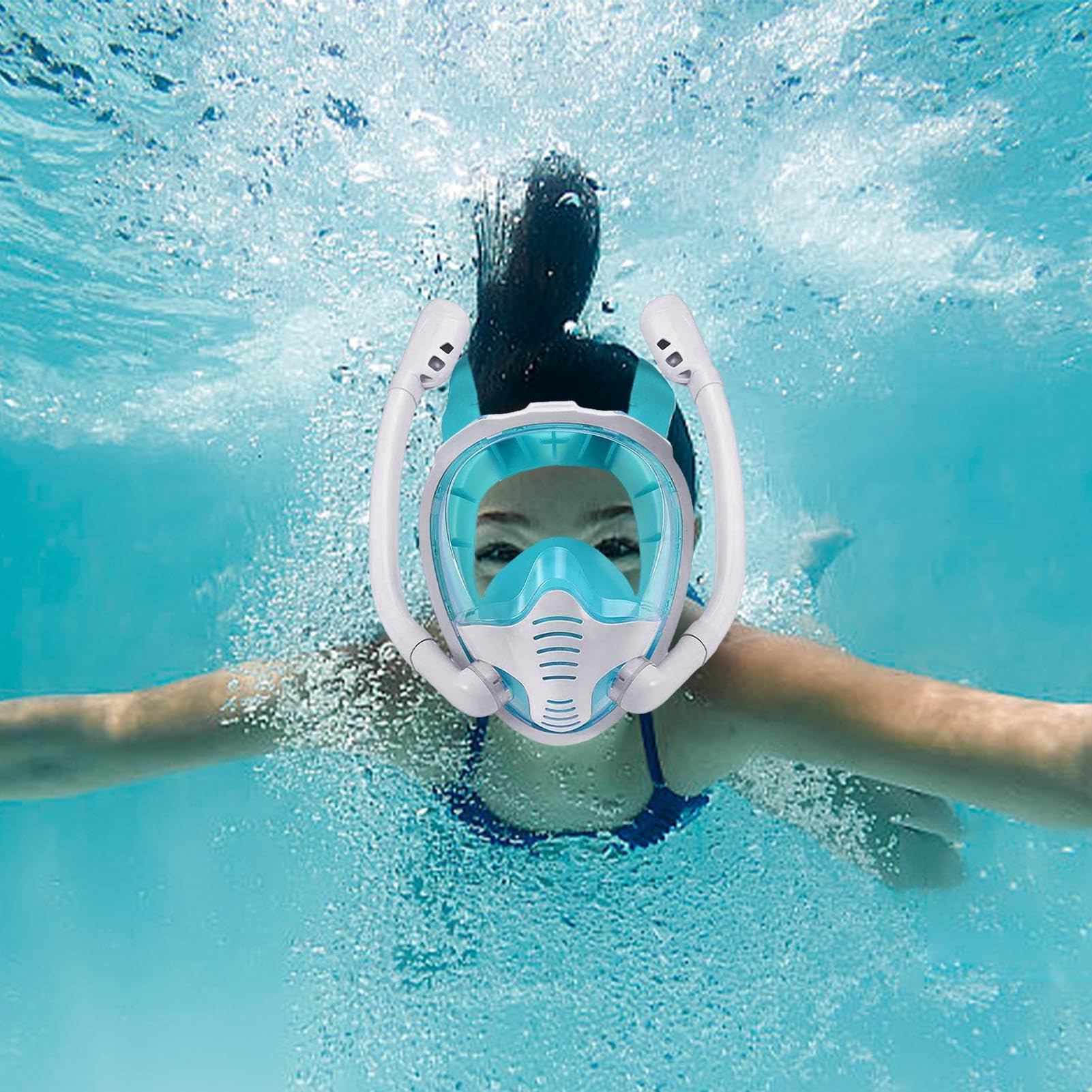Juego de esnórquel para adultos, gafas de buceo de silicona para piscina y playa | AllDry - Equipo de esnórquel para natación, vista panorámica profesional de vidrio templado para pesca submarina