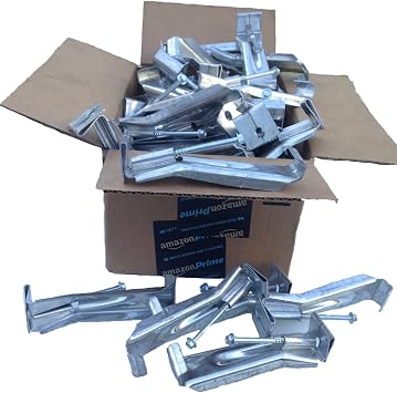 50 Pack 5 inch Heavy Duty Quick Hanging Hidden Rain Gutter Hanger Bracket Incuding Preinserted Screw with Clip