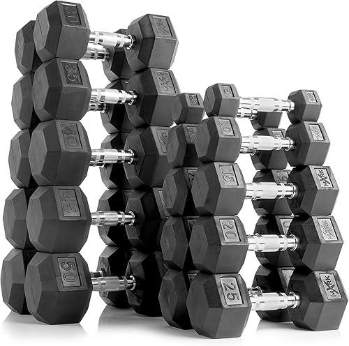 Miniatura 2 de XMark Rubber Hex Dumbbell Weight Sets 350 lbs to 550 lbs Dumbbell Sets With Dumbbell Storage Rack Complete Your Home Gym with an Adjustable Dumbbell