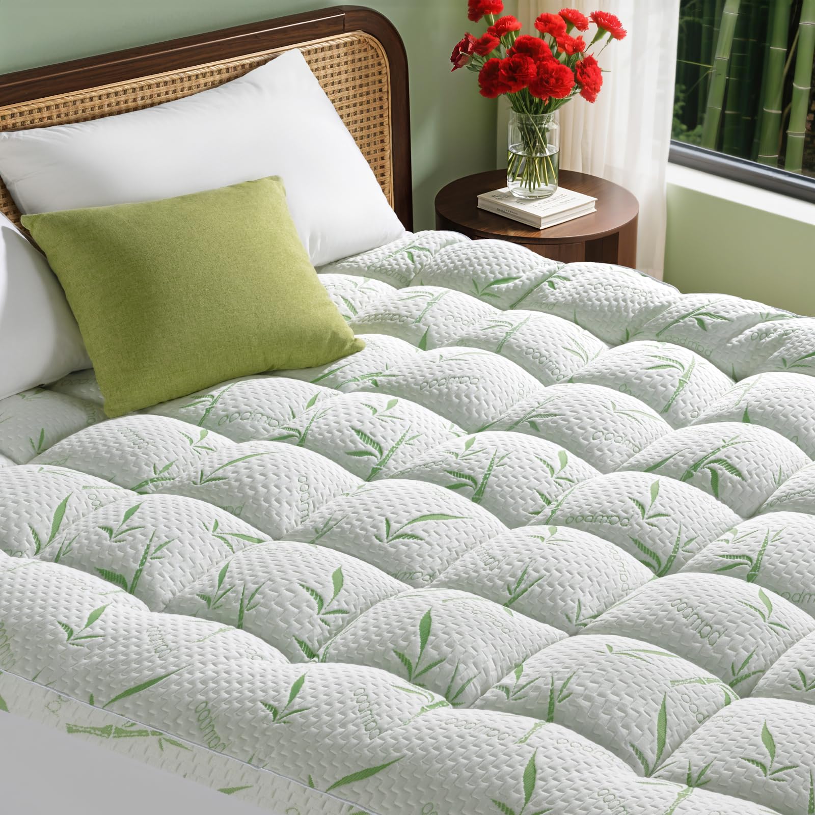 Photo 1 of Jov5tic 3 Inch Mattress Topper Full Size - 1500GSM 3D+7D Down Alternative Fill,Viscose Made from Bambu Cover,Cooling Extra Firm Pillow Top Mattress Pad for Back Pain with 6"-18" Deep Pocket (54"x75")