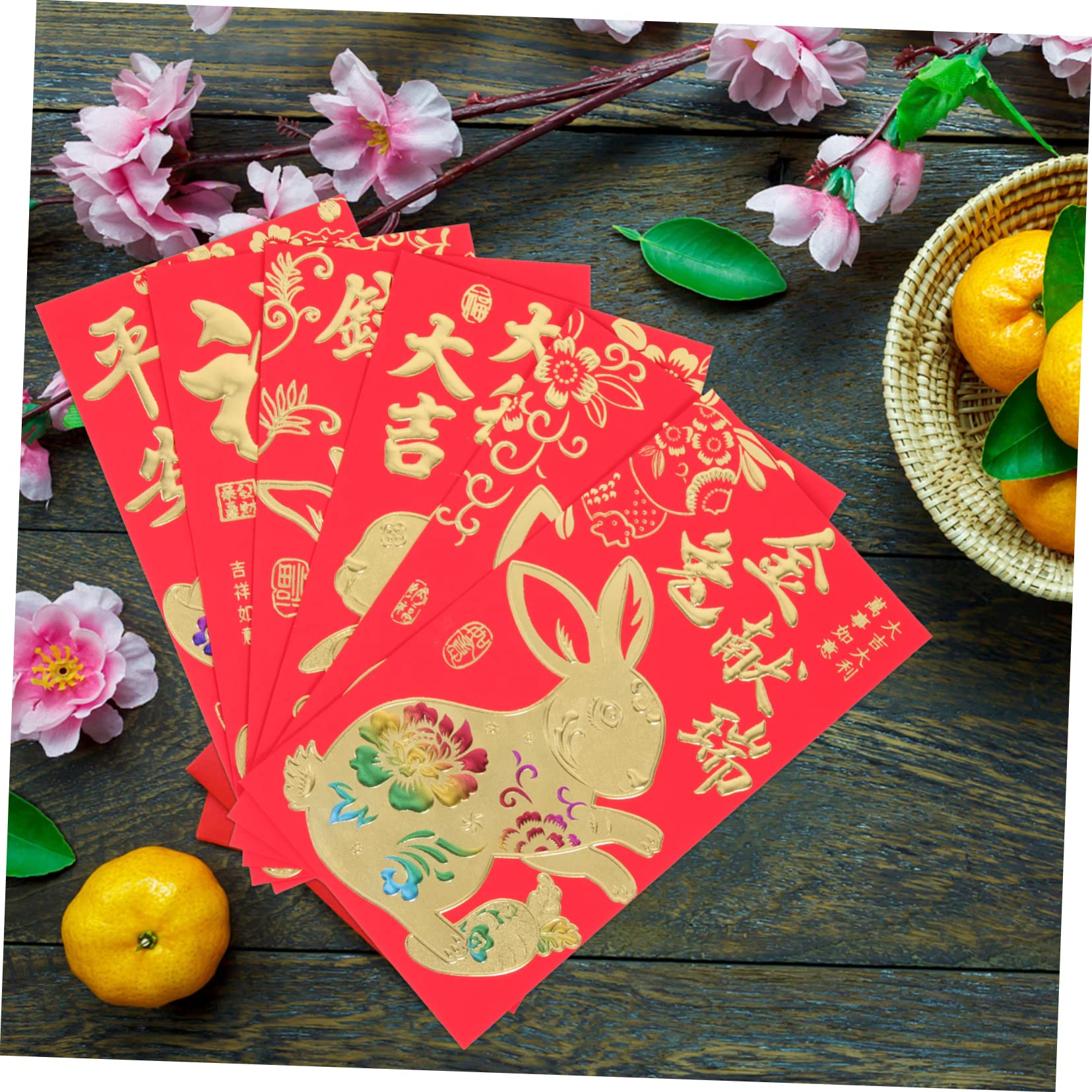SEWACC 240 Piezas 2023 Año Del Conejo Paquetes Rojos Japoneses Sobres Rojos Chinos Asiáticos Sobre Rojo Del Año Del Conejo Paquetes De Conejito Rojo Ver Hongbao Papel