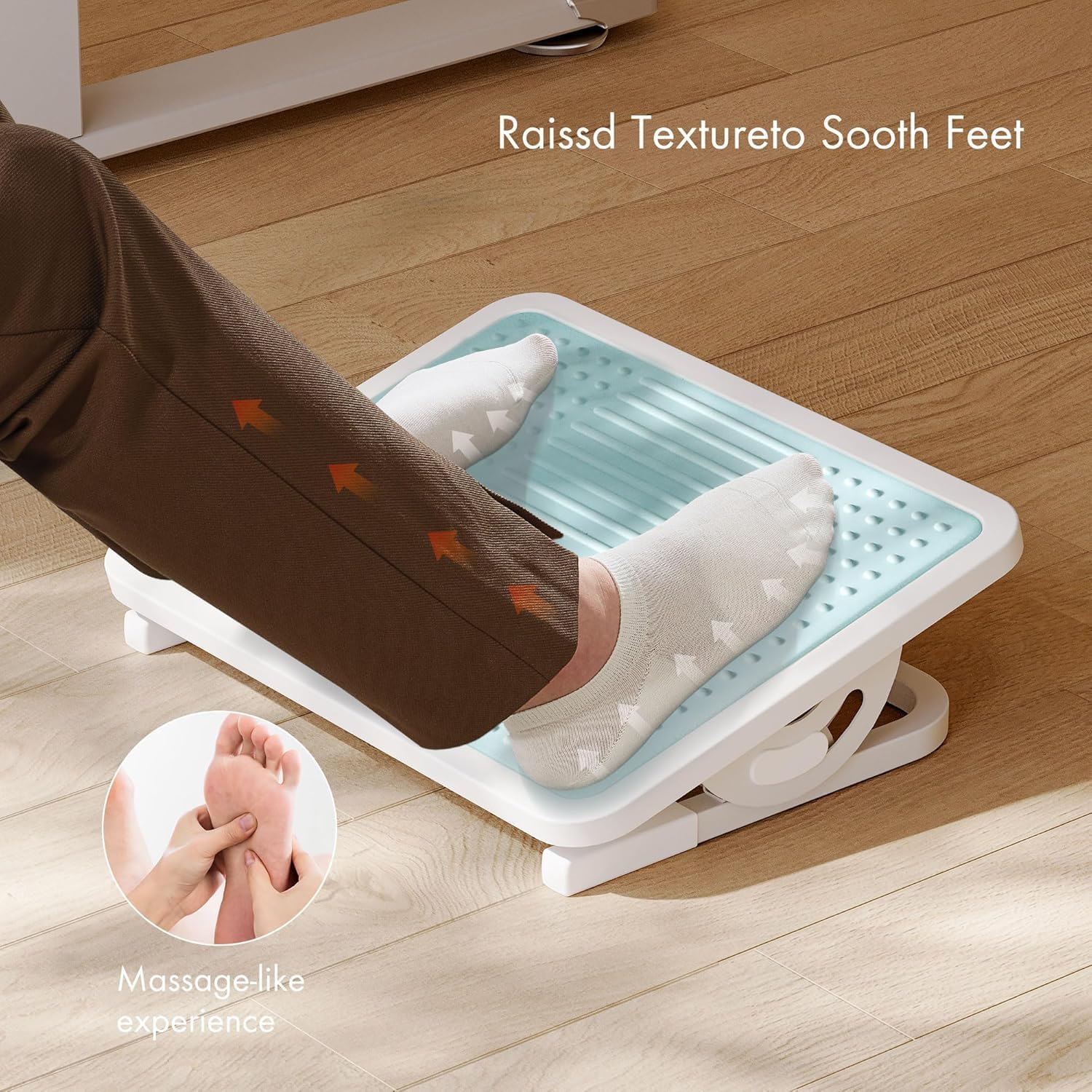 EUREKA ERGONOMIC Poggiapiedi regolabile sotto scrivania Poggiapiedi ergonomico per massaggi Adatto per home office (Azzurro Chiaro)