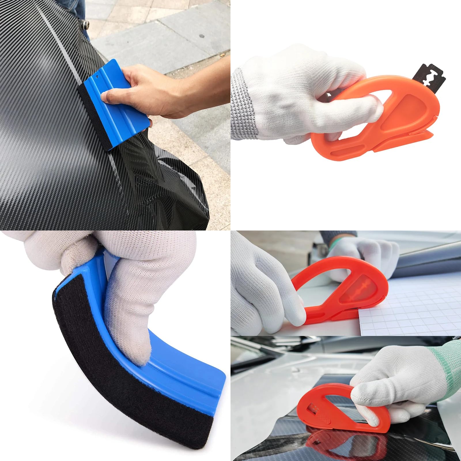 NewL 10 PZ Automotive Vinyl Film Tool Kit, Finestra Film Installazione Tools Wrap Squeegee Wallpaper Levigatura Strumento Feltro Squeegee Hard Scraper Vinyl Trimming Tool