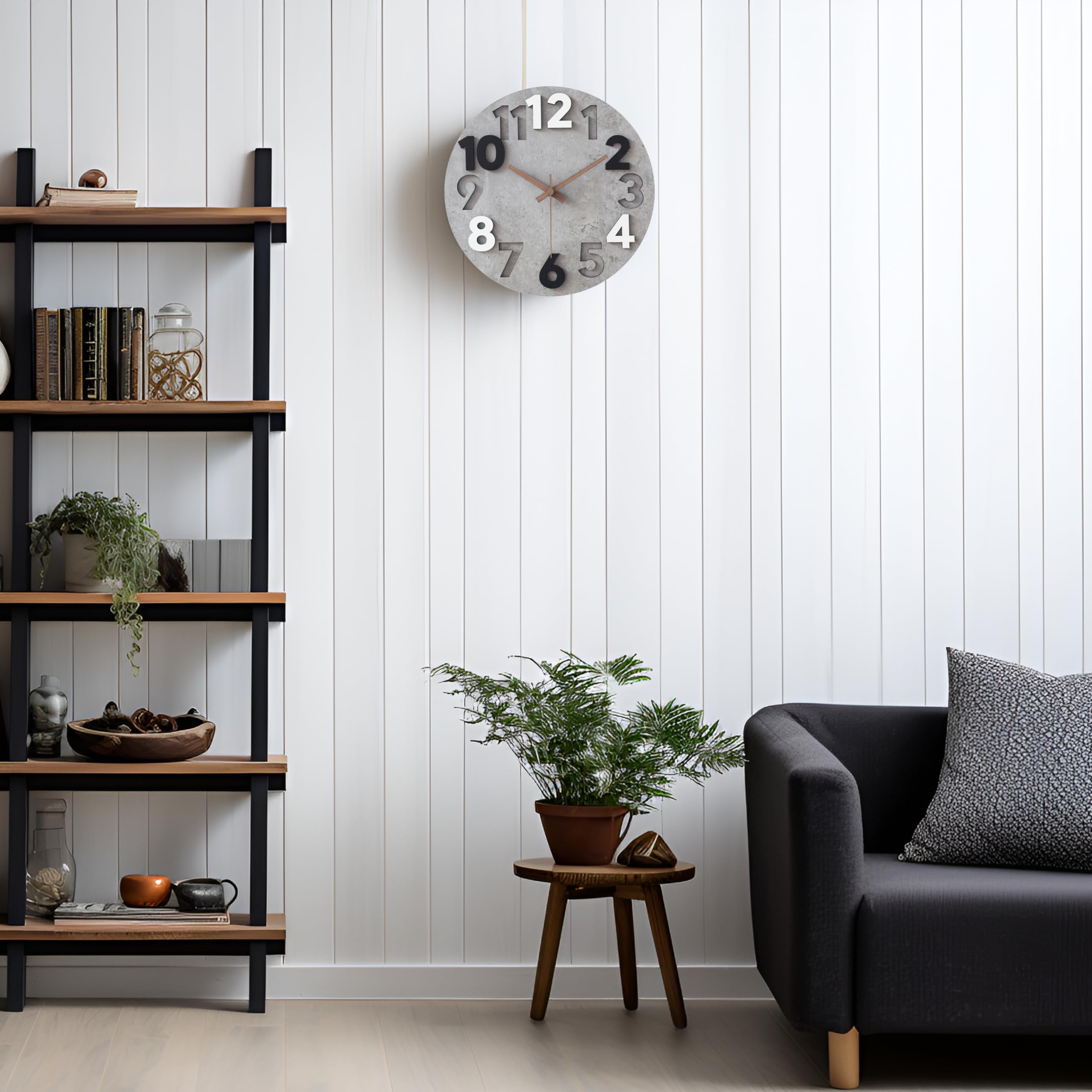 Stellarize Wanduhr Ohne Tickgeräusche Modern Holz 3D Küchenuhr für Wohnzimmer Kinderzimmer Büro (30cm)