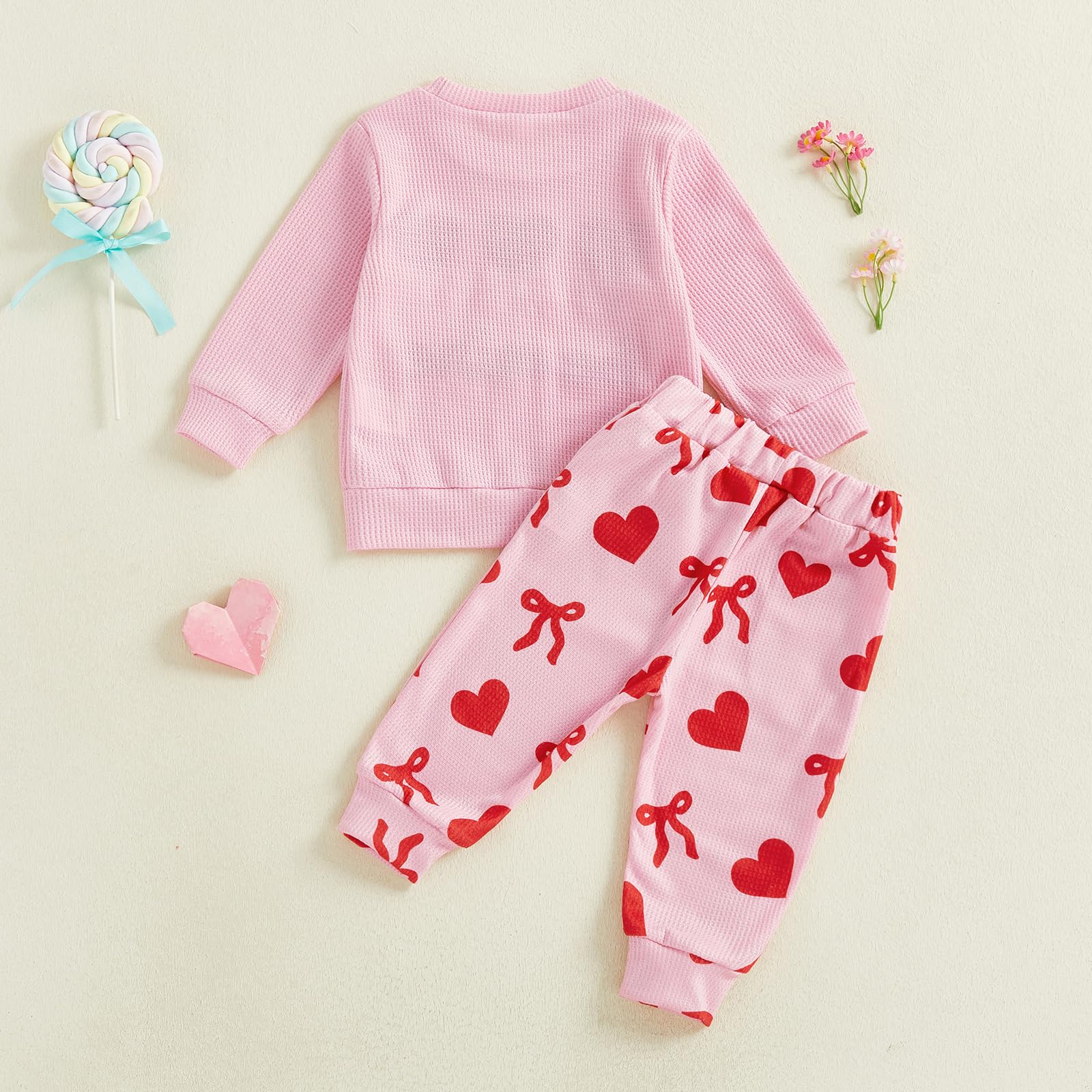 Geagodelia Ensemble Tenue de de Saint-Valentin Bébé Fille Enfant 2PCS Sweat Cœur + Pantalon de Jogging de Sport Survêtement pour Automne Hiver