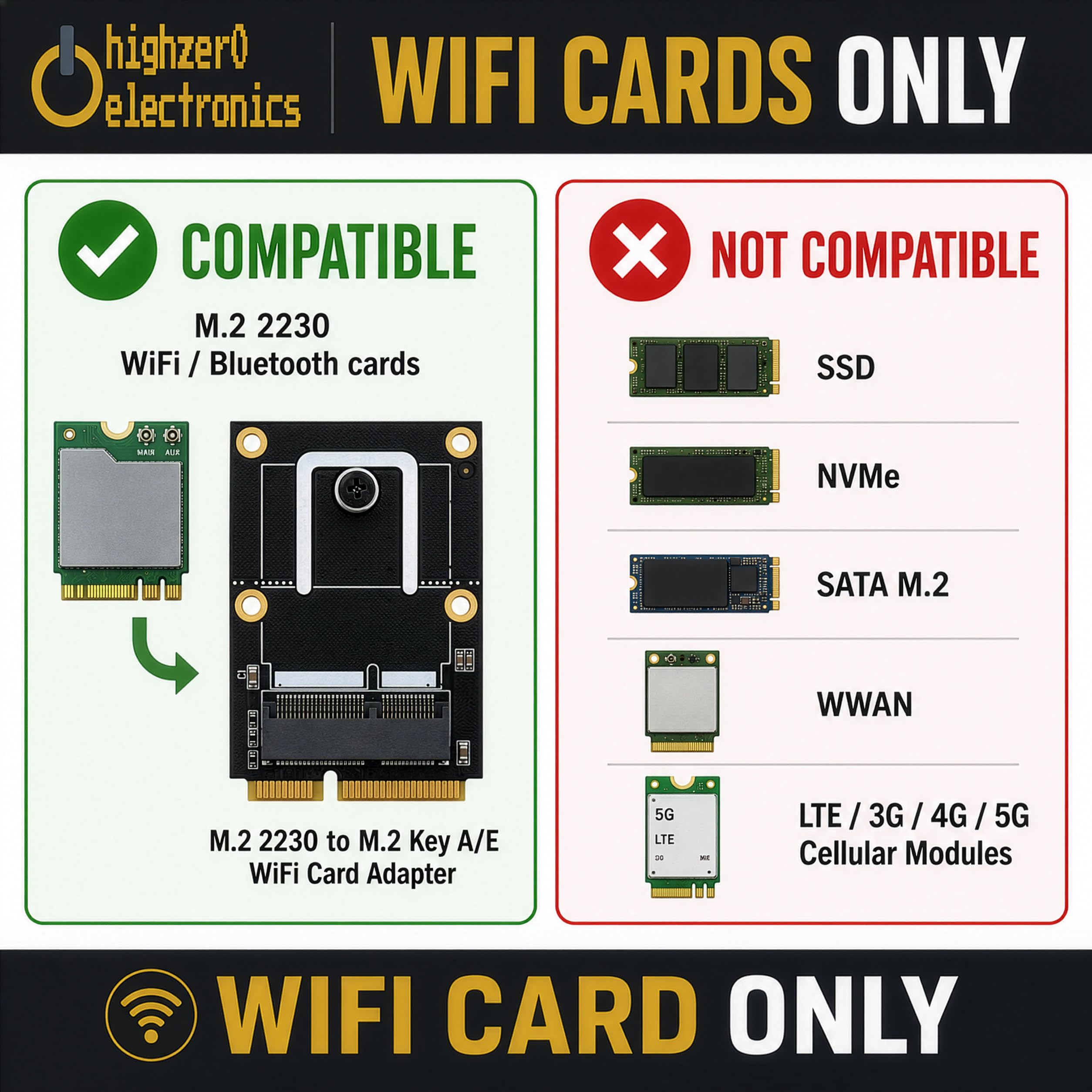M.2 WiFi Adapter M.2 NGFF to Mini PCI-E Adapter for M.2 WiFi Bluetooth Wireless WLAN Card Intel AX200 9260 8265 8260 for Laptop (M.2 to Mini PCIe)