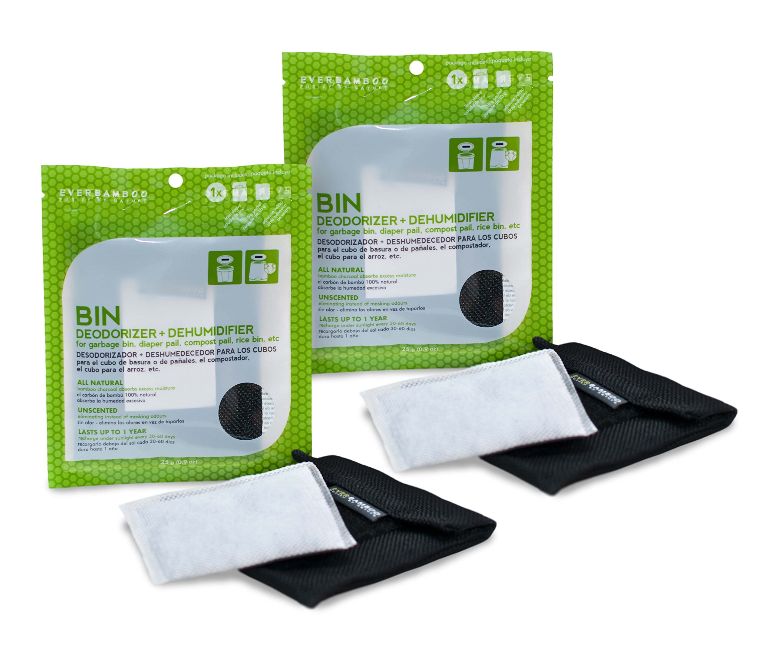 Ever BambooBin Deodorizer Bag Set w/Natural Bamboo Charcoal (25 g, 2 Pack)