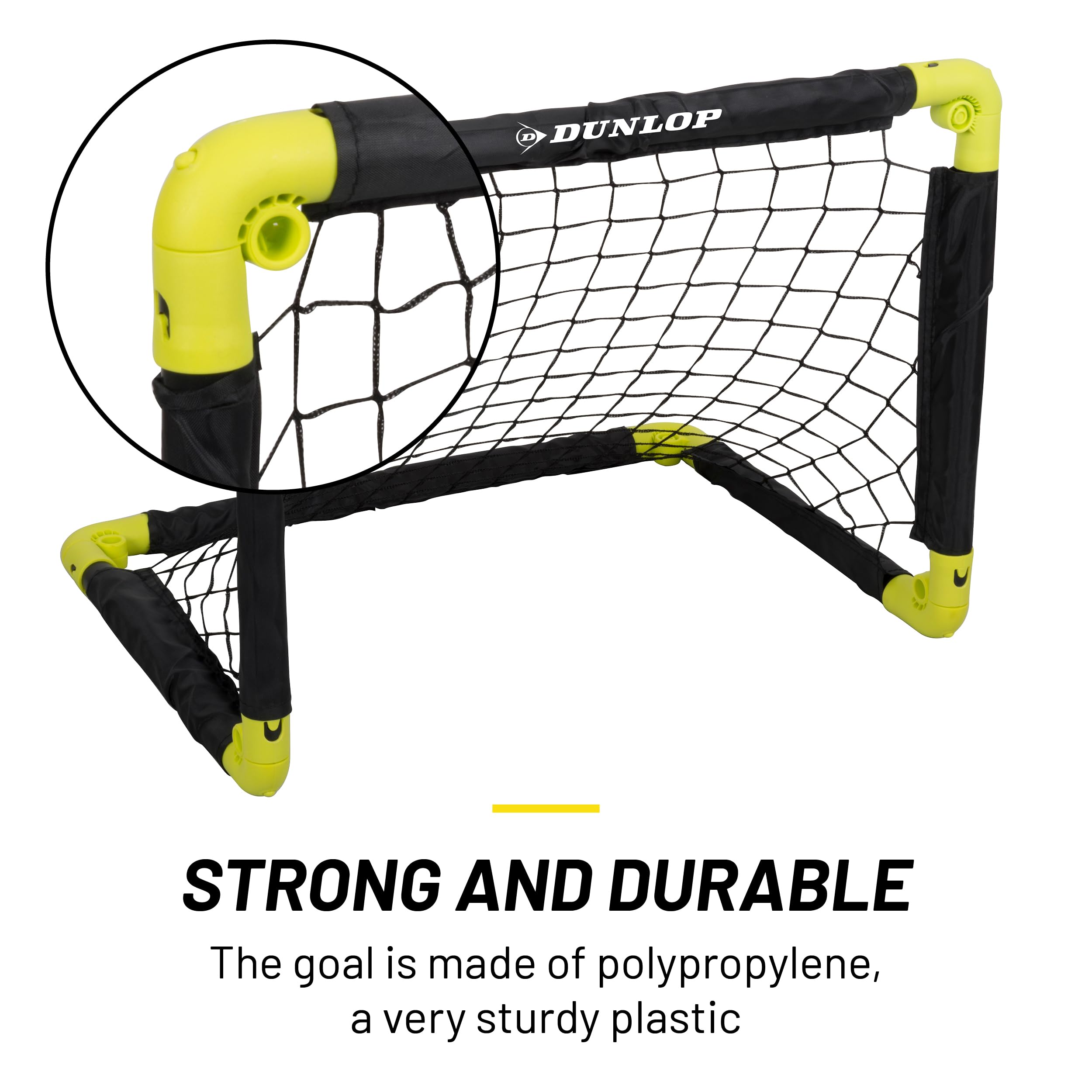 Dunlop Porta da calcio 50 x 44 x 44 cm Set di 2 Mini porta pieghevole Nero Giallo