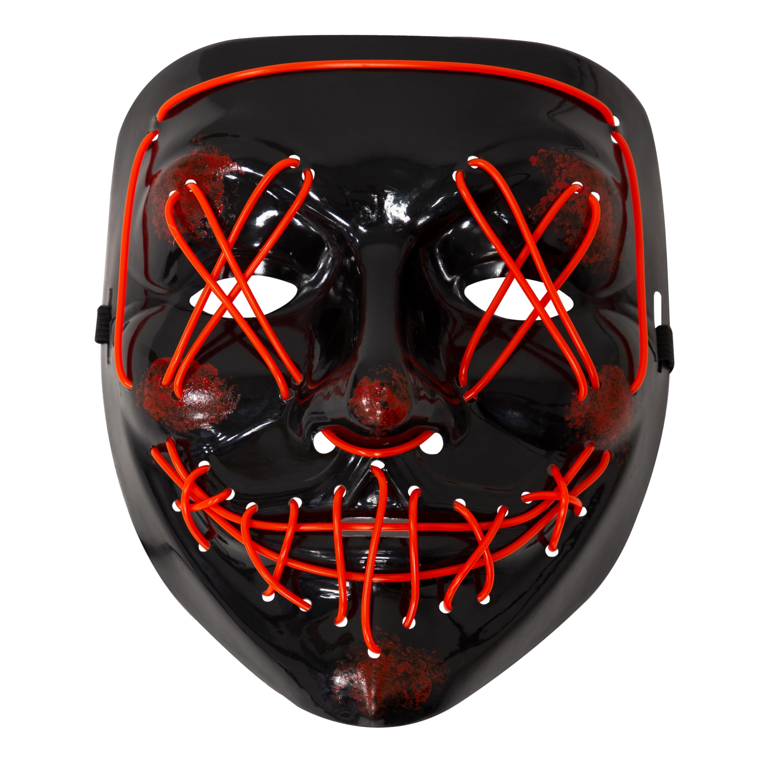 Global Gizmos 45989 Light-Up Halloween Stitch Mask/Red LED Lights/Comfortable Foam Padding/Lightweight, Durable Material / 3 Light Modes