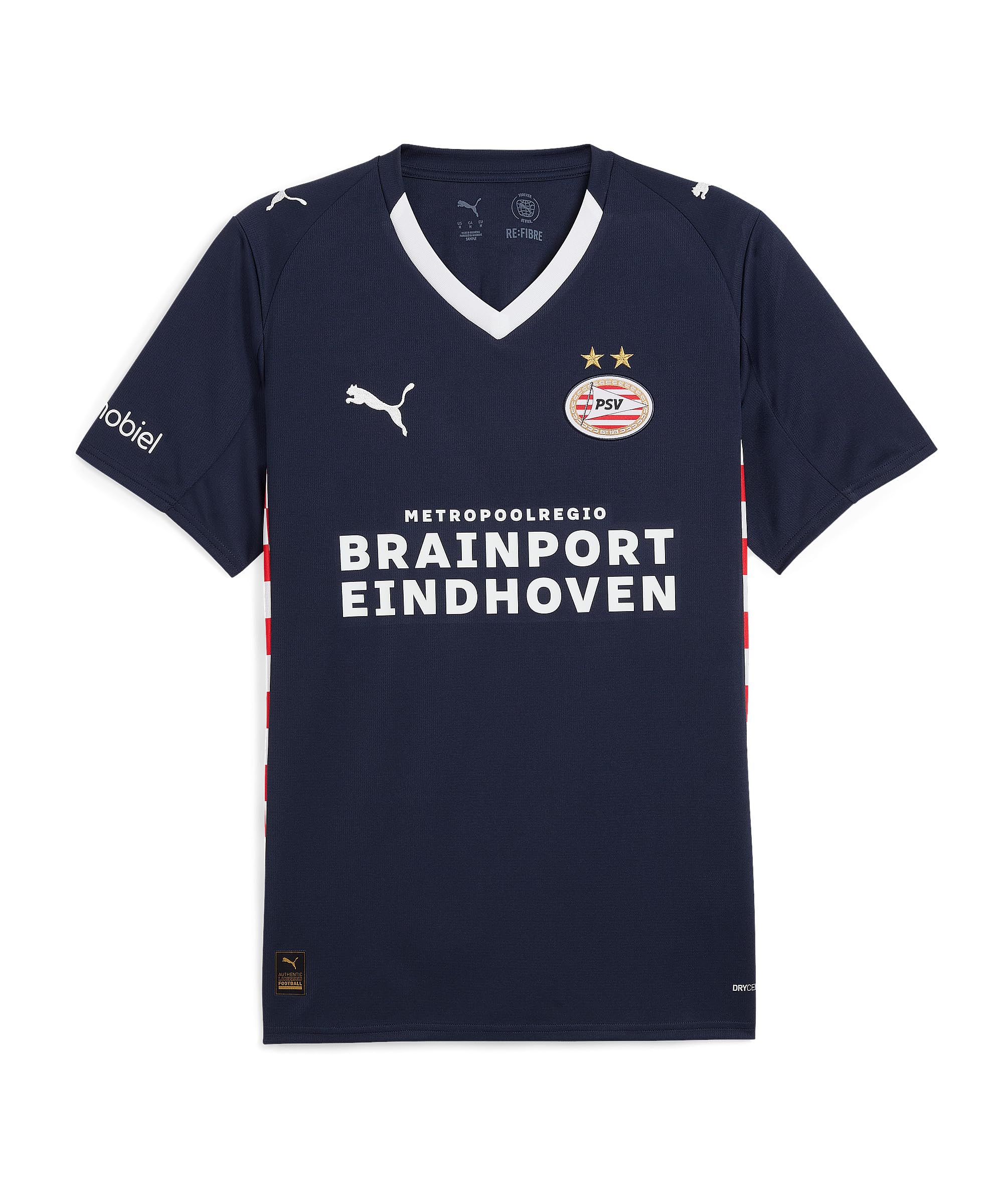 Puma Mens PSV Away Shirt 2025 2026 Adults Short Sleeve Domestic Replica Navy/White XXL