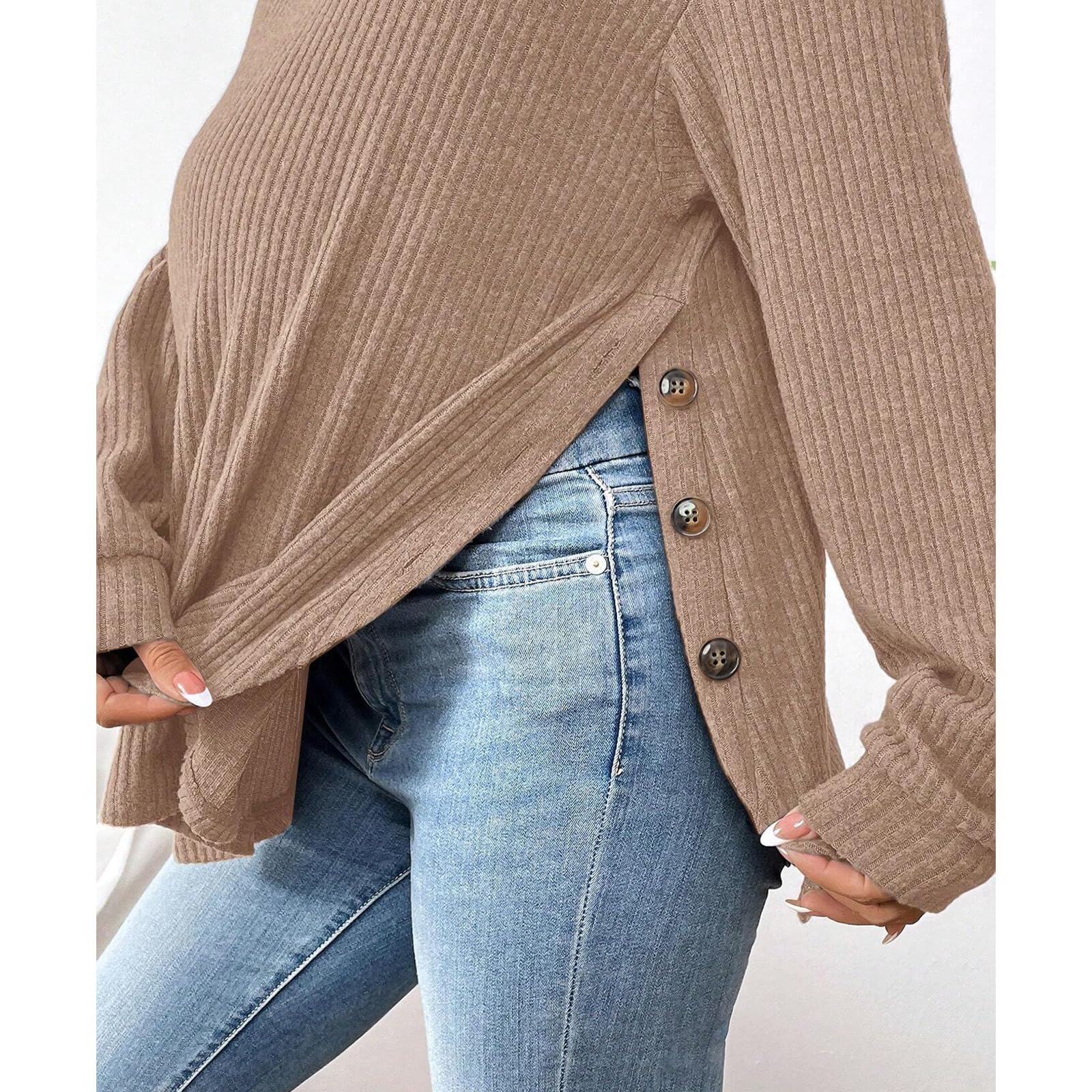 Comodo Pullover Premaman Tessuto Morbido Casual Inverno Gravidanza Top Shirt Traspirante Girocollo Design Poliestere Spandex Pullover Premaman