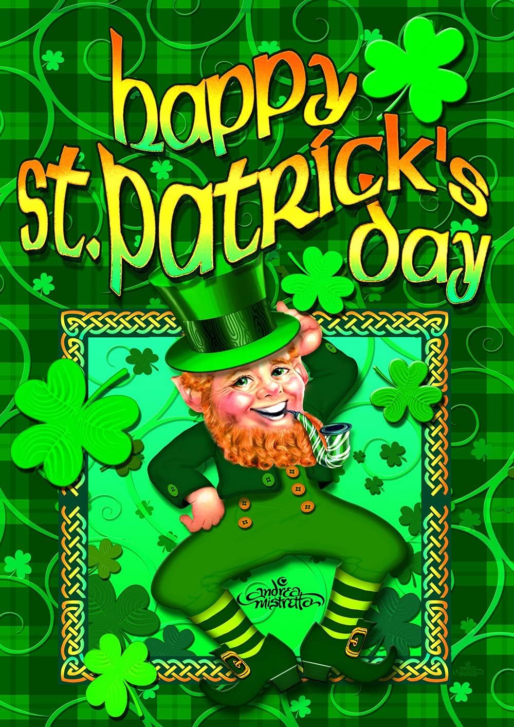 Toland Home Garden 112128 Happy Leprechaun St Patricks Day Flag 12x18 Inch Double Sided St Patricks Day Garden Flag for Outdoor House St Pats Flag Yard Decoration