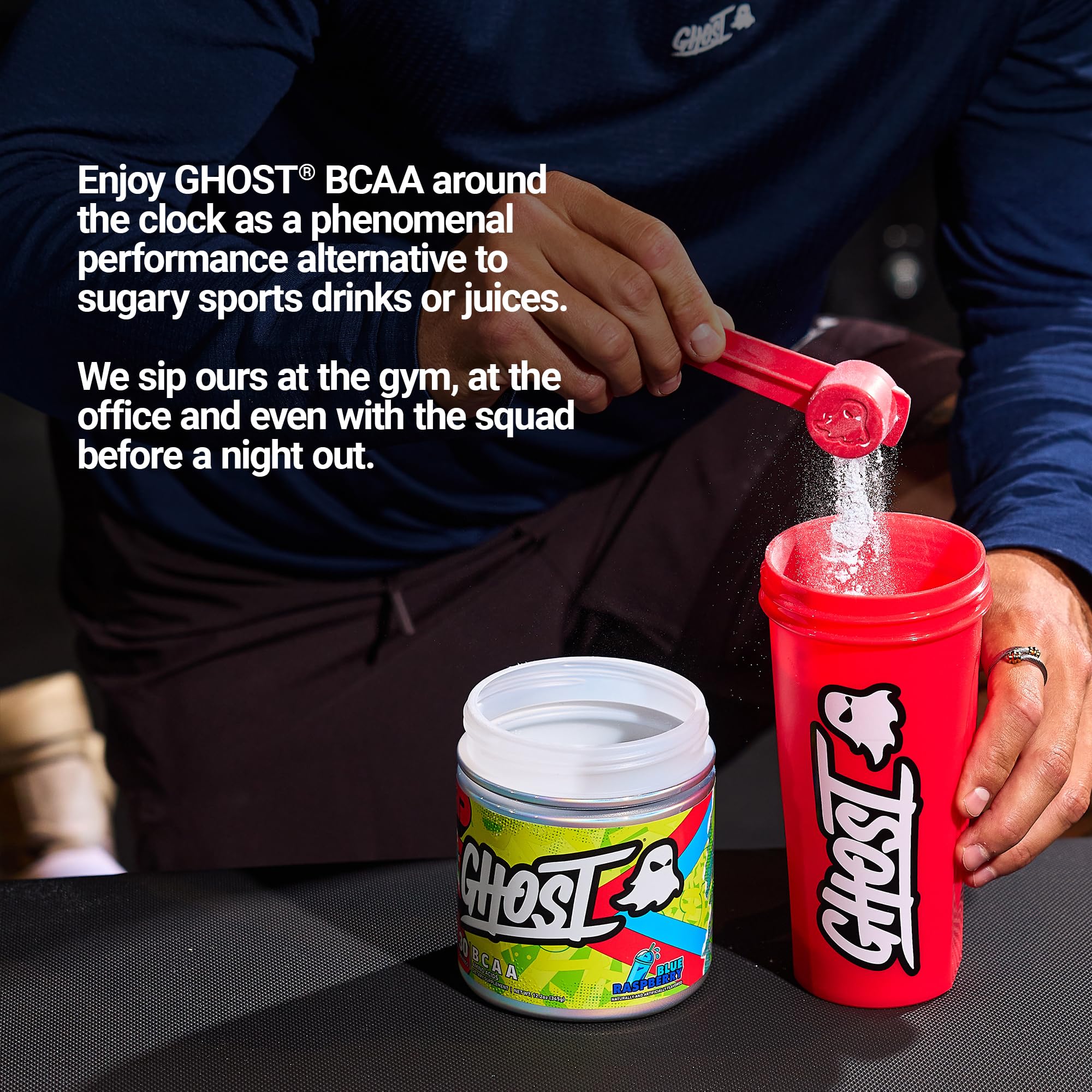 GHOST BCAA Powder Amino Acids Supplement, Blue Raspberry - 7G BCAA — Amazon image 4