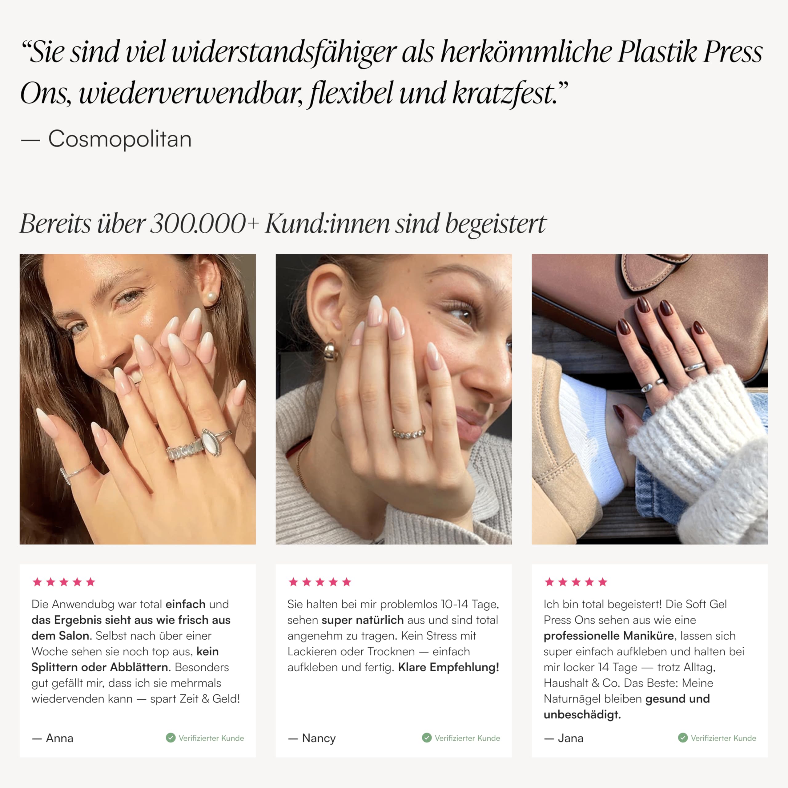 DOONAILS Press On Nails 3x30 Stück Clean Girl Set – Babyboomer, Toffee & Klassisches French – Soft Gel Short Square Nägel zum Aufkleben Full Cover Natürliches Tragegefühl