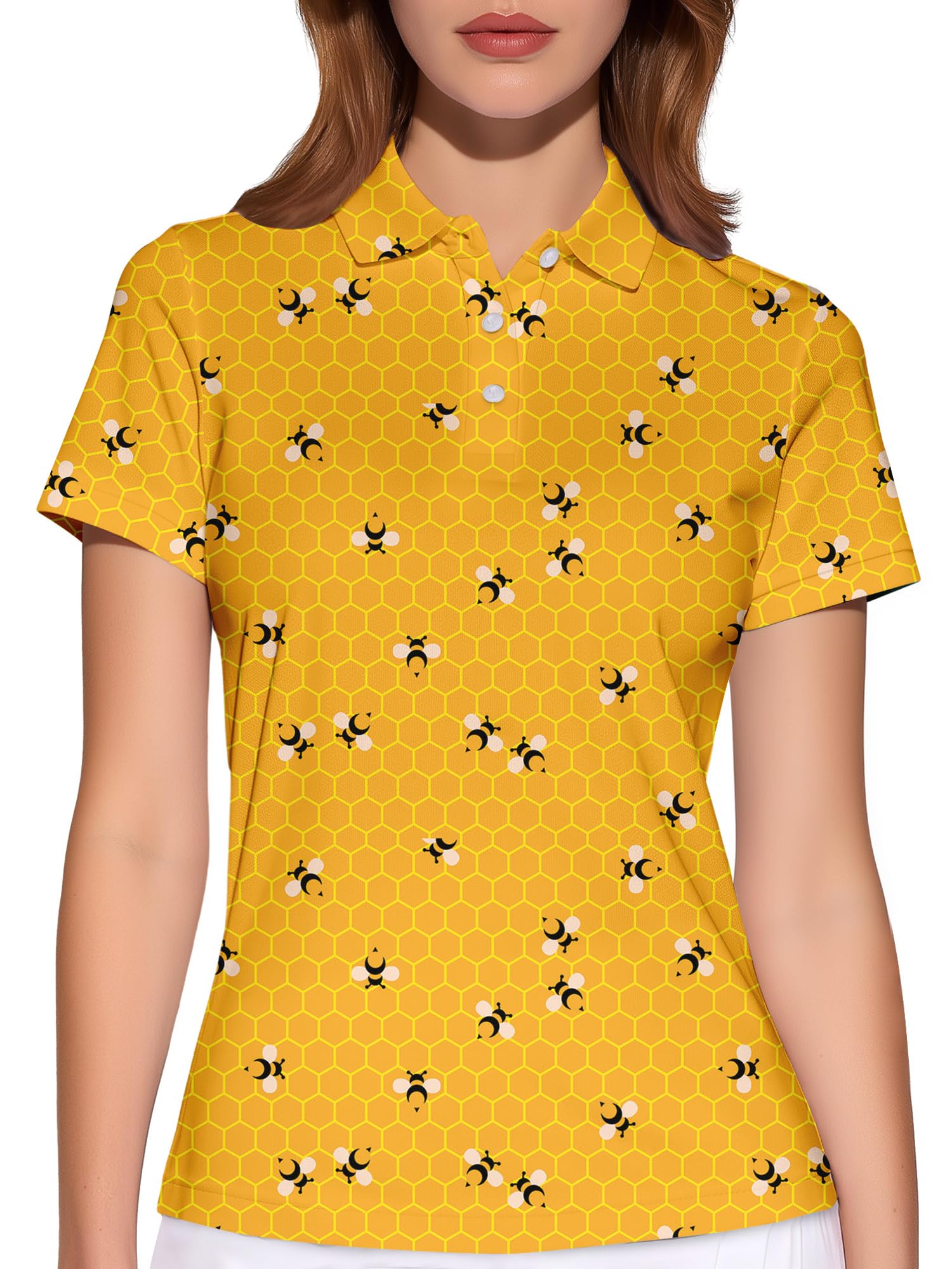 PAGYMO Funny Golf Shirts for Women Printed Crazy Tennis Polo Shirt