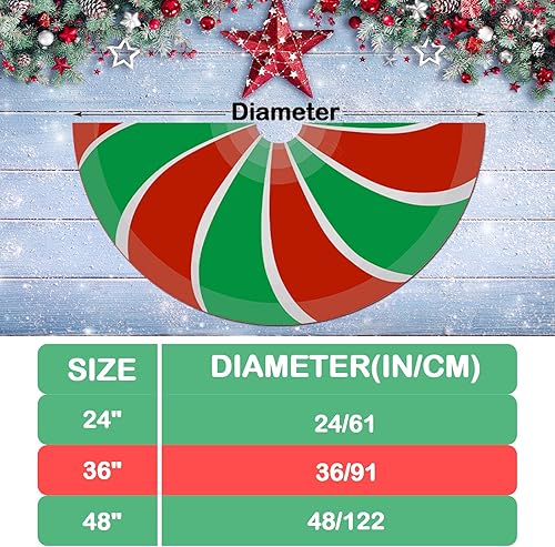 Miniatura 2 de Falda de árbol de Navidad de 48 pulgadas, feliz Navidad, rojo, blanco y verde, menta, caramelo, menta y azúcar, caramelo de doble remolino, tapete