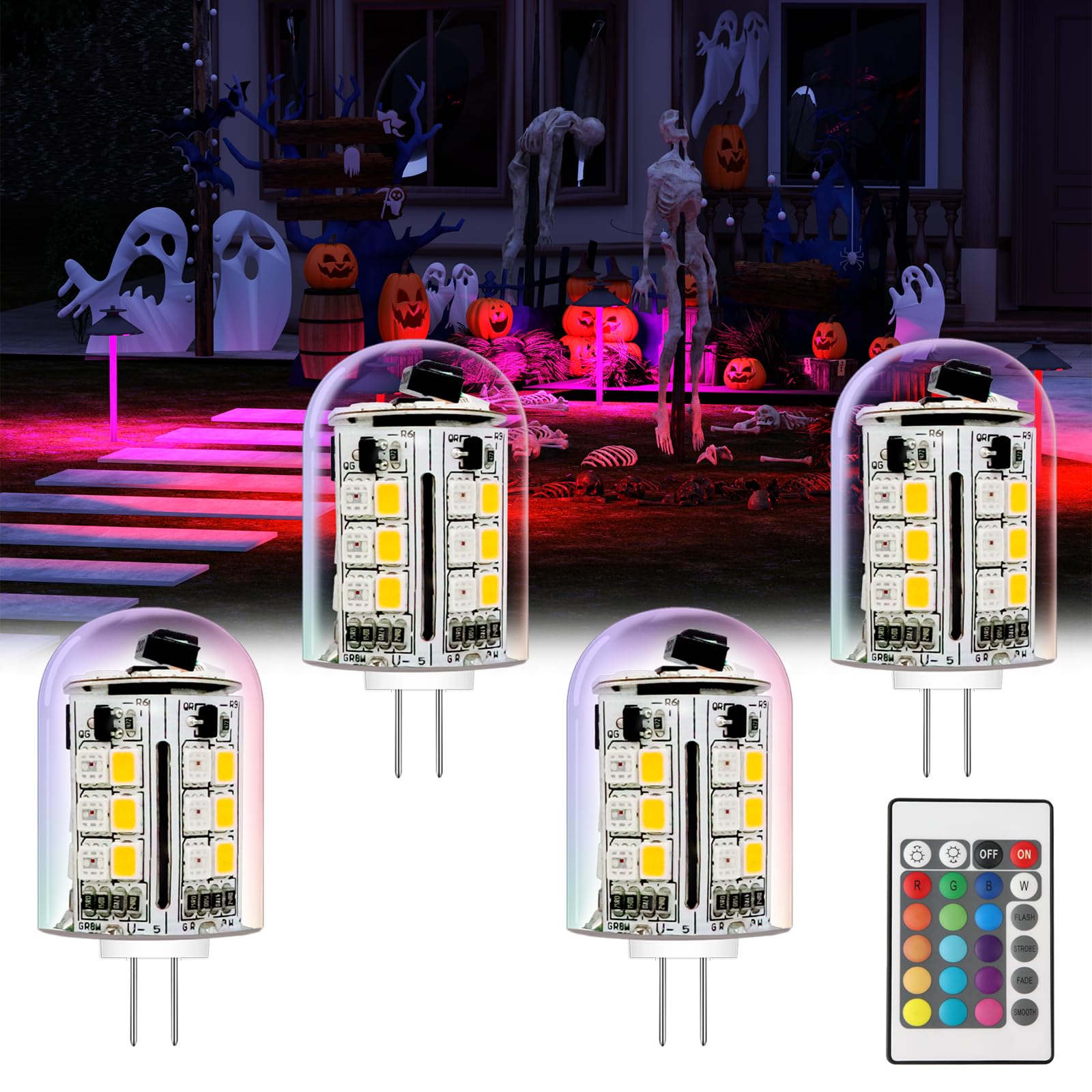 Noobibaba G4 LED Bulb Colour Changing for Christmas New Year Warm White + 15 Multicolour, Replace 20W Halogen Bulbs