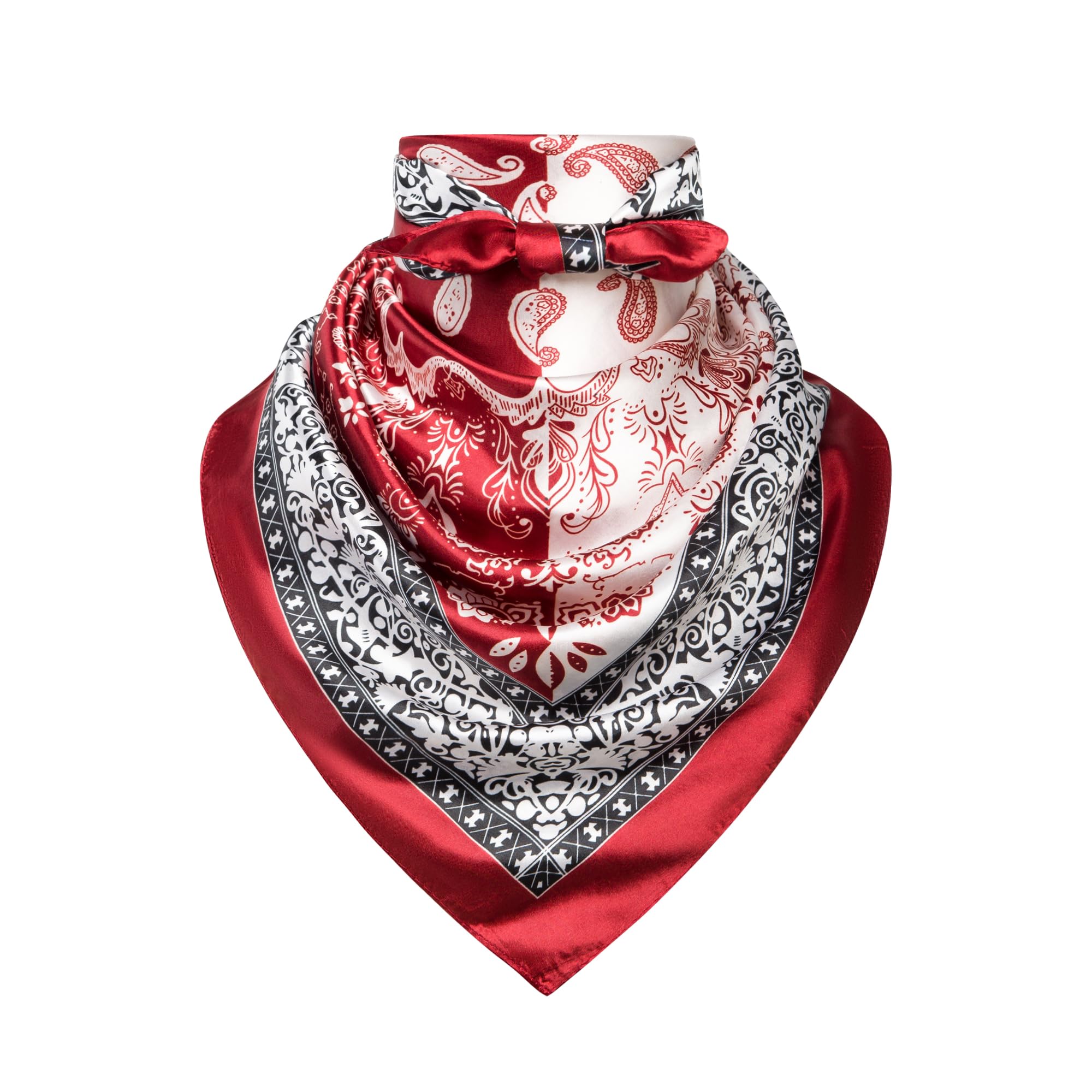 35" Men's Silk Cowboy Scarf - Oversized Western Bandana Neckwear, Large Square Scarf with Gift Packaging