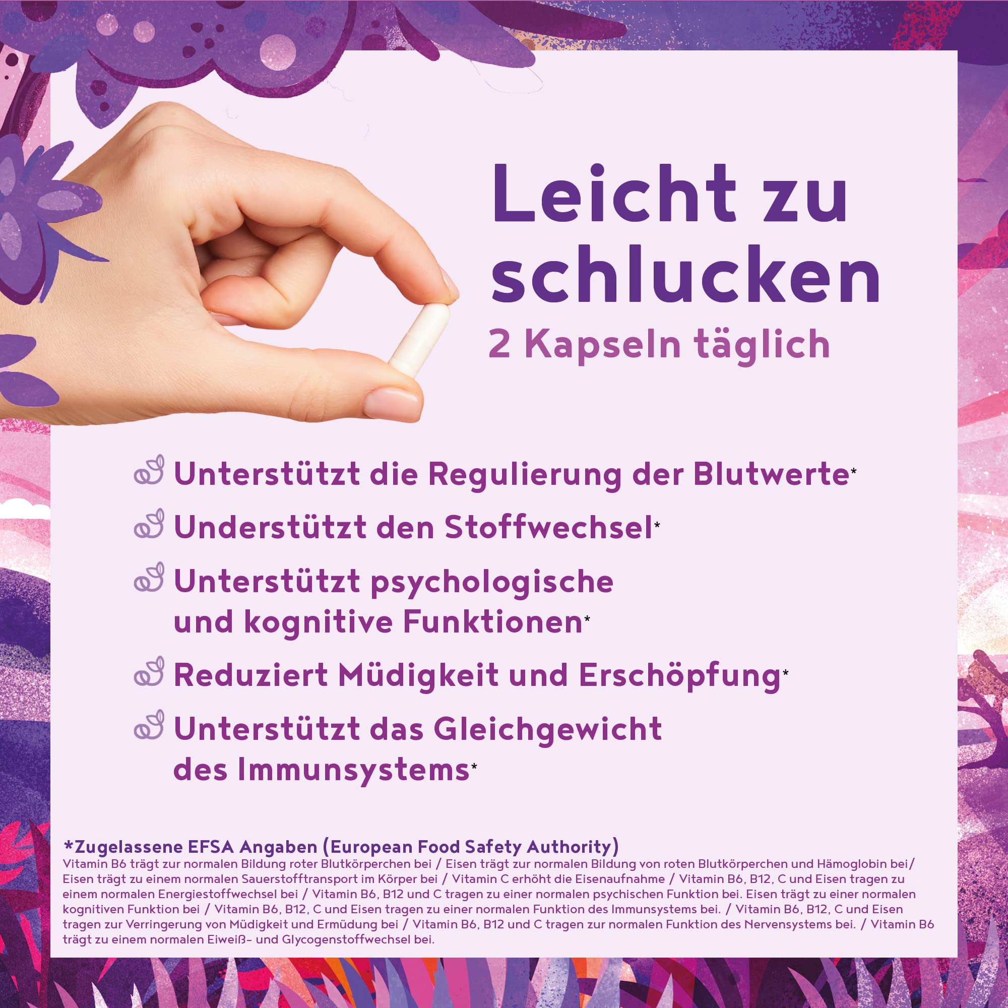Blutnährstoffe - Gesundes Blut, Mit Eisen, Vitamin B6 und B12, Folate, Vitamin C, Himbeeren, Goji und Açai - 90 Kapseln
