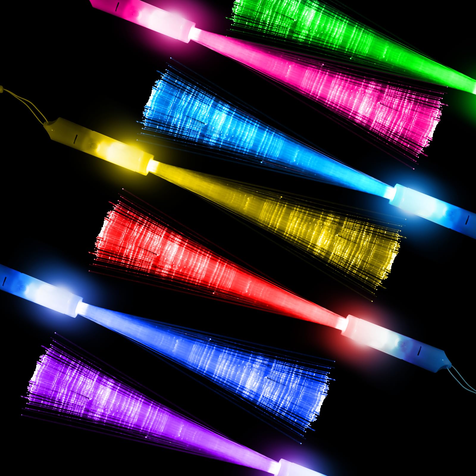 KIMIMARA Bastoncini Luminosi in Fibra 12 Bastoncini Luminosi a LED Colorati, Giocattoli per Feste per Bambini per Feste Notturne, Discoteche, Concerti, Club, Carnevali, Matrimoni (24 Fibre Glowstick)