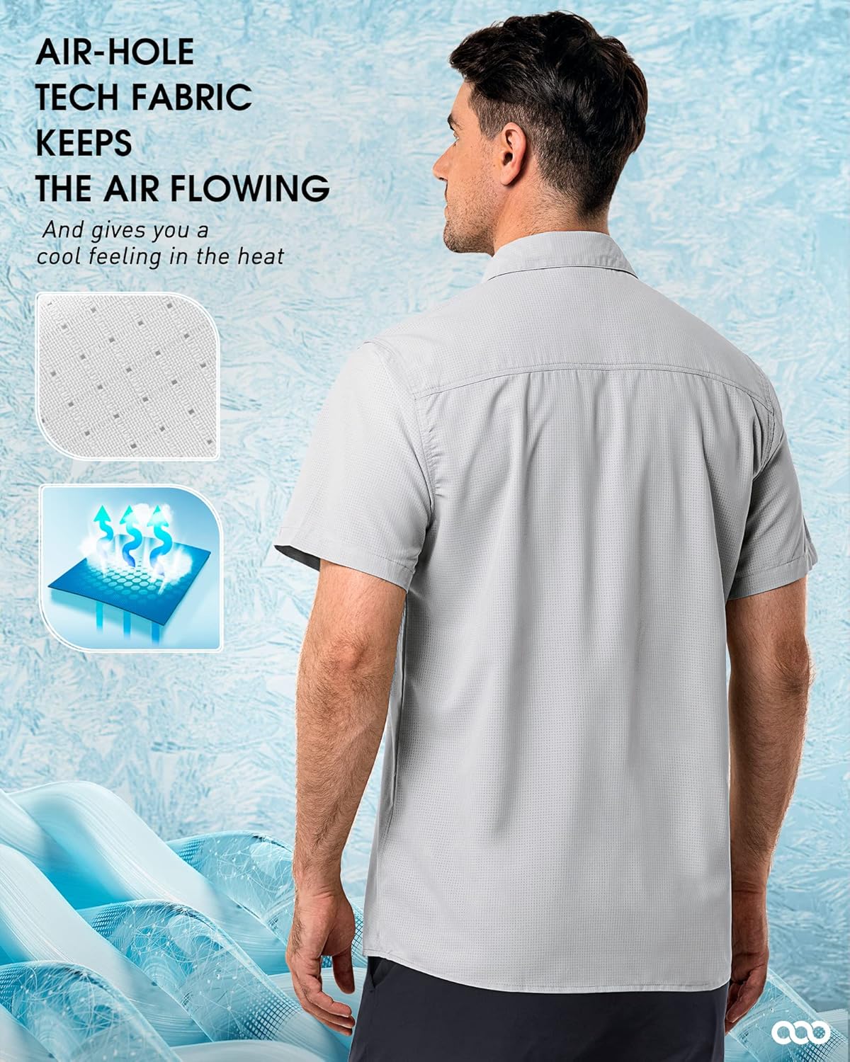 33,000ft Men's UPF 50+ UV Short Sleeve Hiking Fishing Shirt Quick Dry Cooling PFG Sun Protection Shirt for Travel Safari