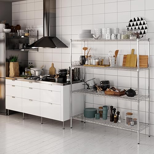 Miniatura 197 de Kit de estantería de alambre cromado de 4 niveles de 24 pulgadas de profundidad x 24 pulgadas de ancho x 64 pulgadas de alto Unidad de estante