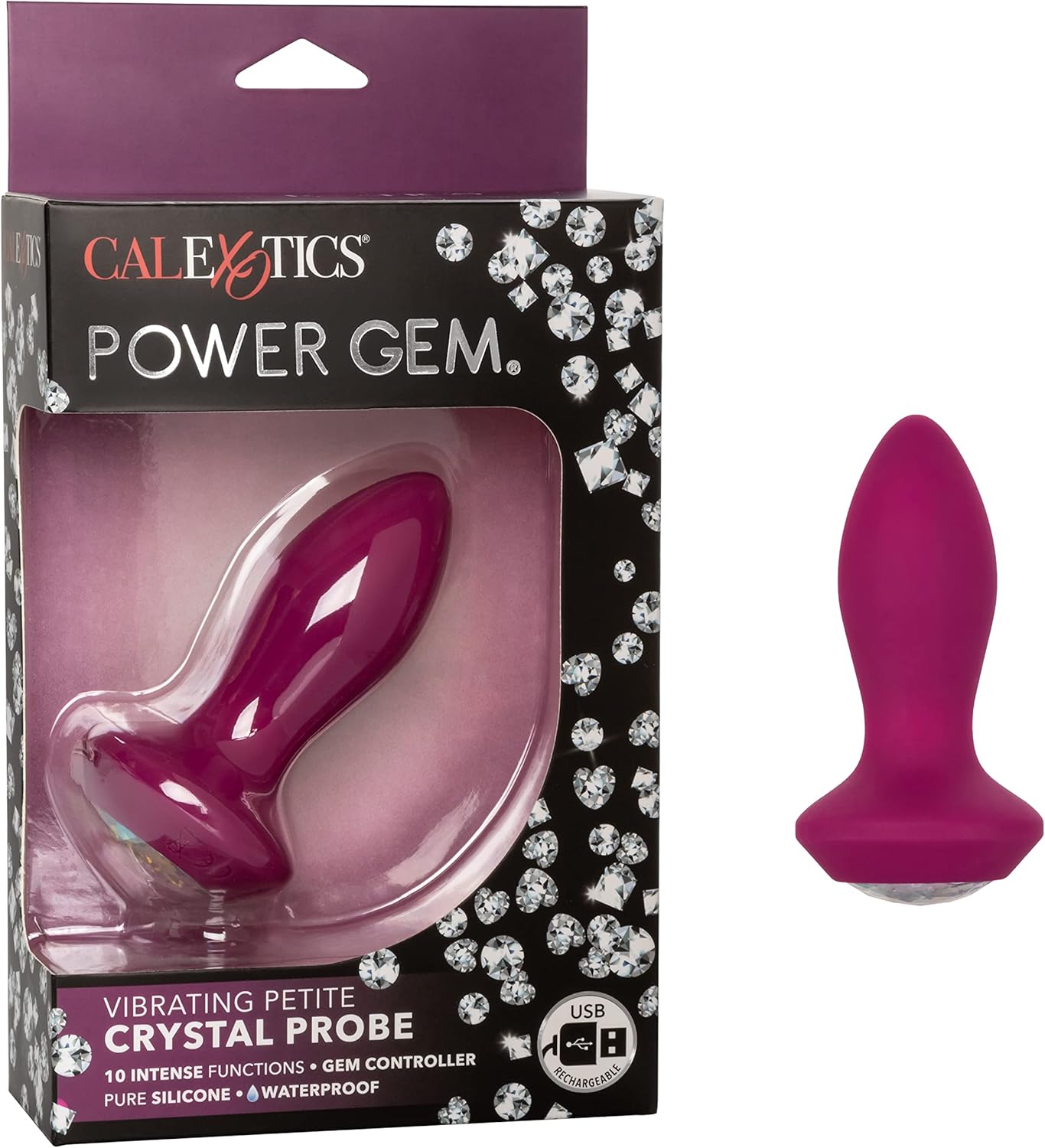 CalExotics Power Gem Vibrating Petite Crystal Probe - Black