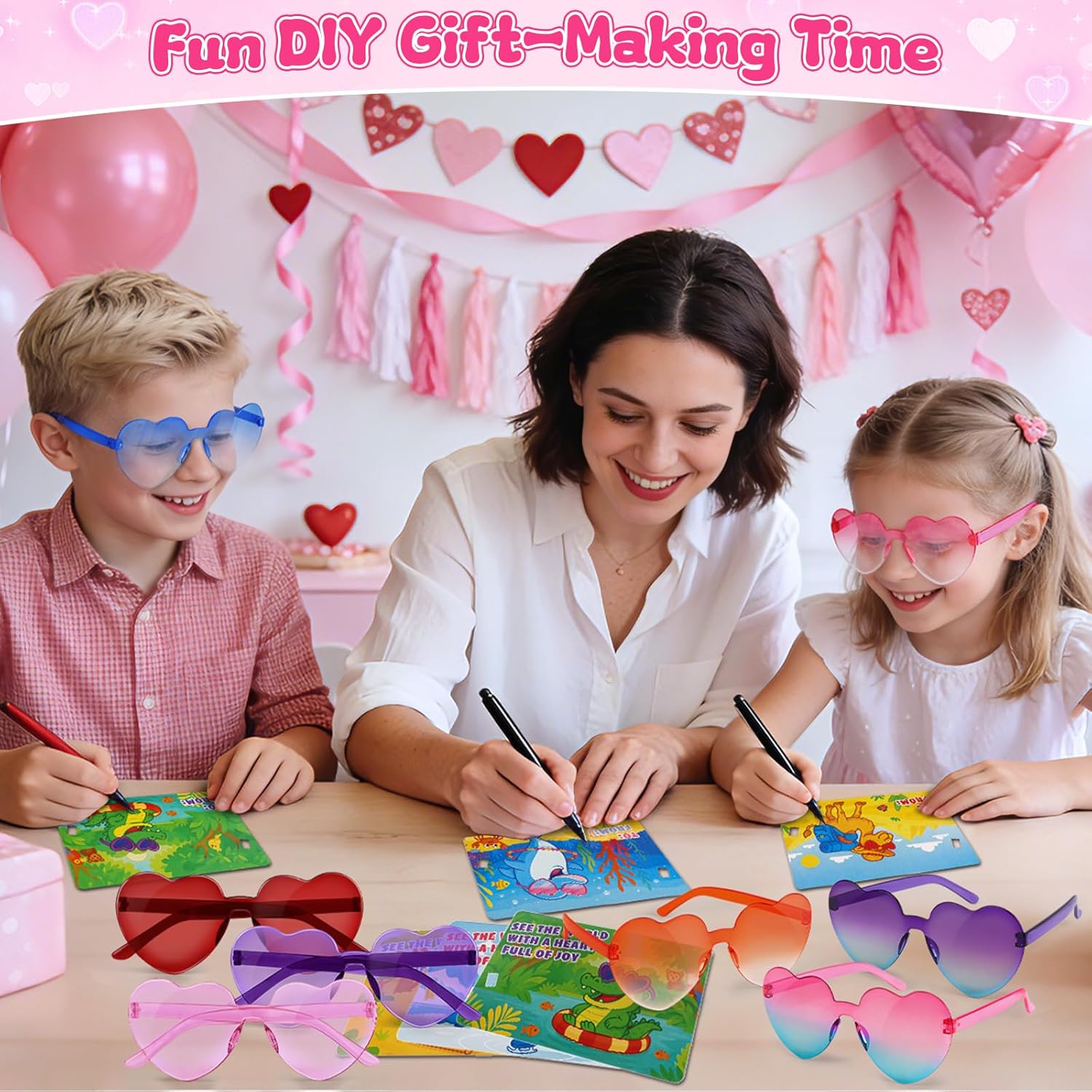Amy&Benton 28 Pack Heart Glasses Party Favors for Kids 8-12 4-8 3-5, Goodie Bags Stuffers, Pinata Stuffers Fillers,Treasure Box Toys for Classroom Prizes,Carnival Prizes Birthday Bulk Holiday Supplies