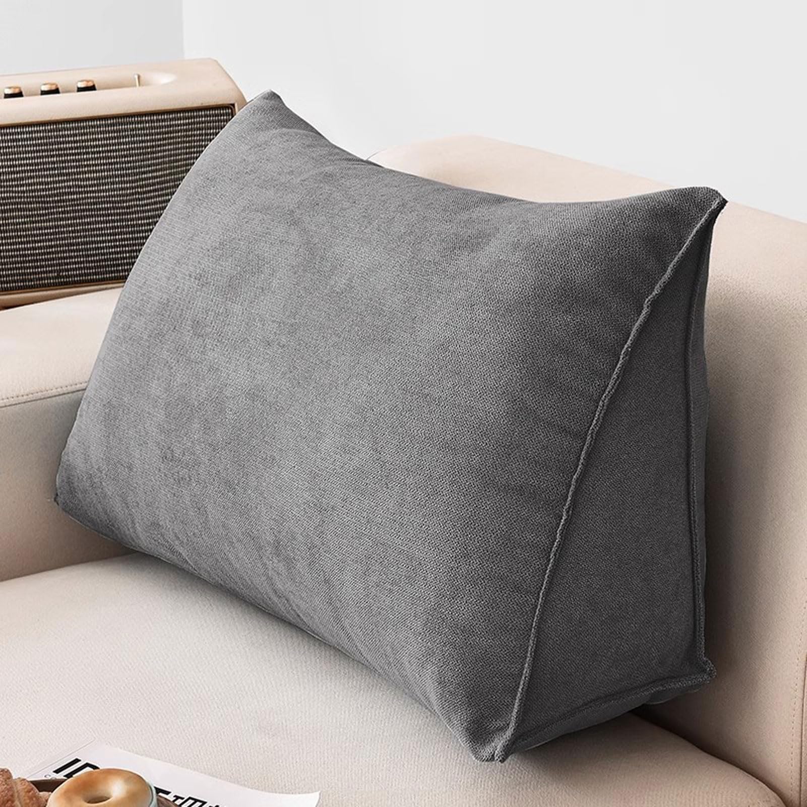 Almohada en Forma de Triángulo, Almohada de Apoyo Lumbar para La Espalda, Almohada de Lectura de Cabecera, Soporte de Espalda Mientras Se Sienta en La Cama (4 80x50cm)