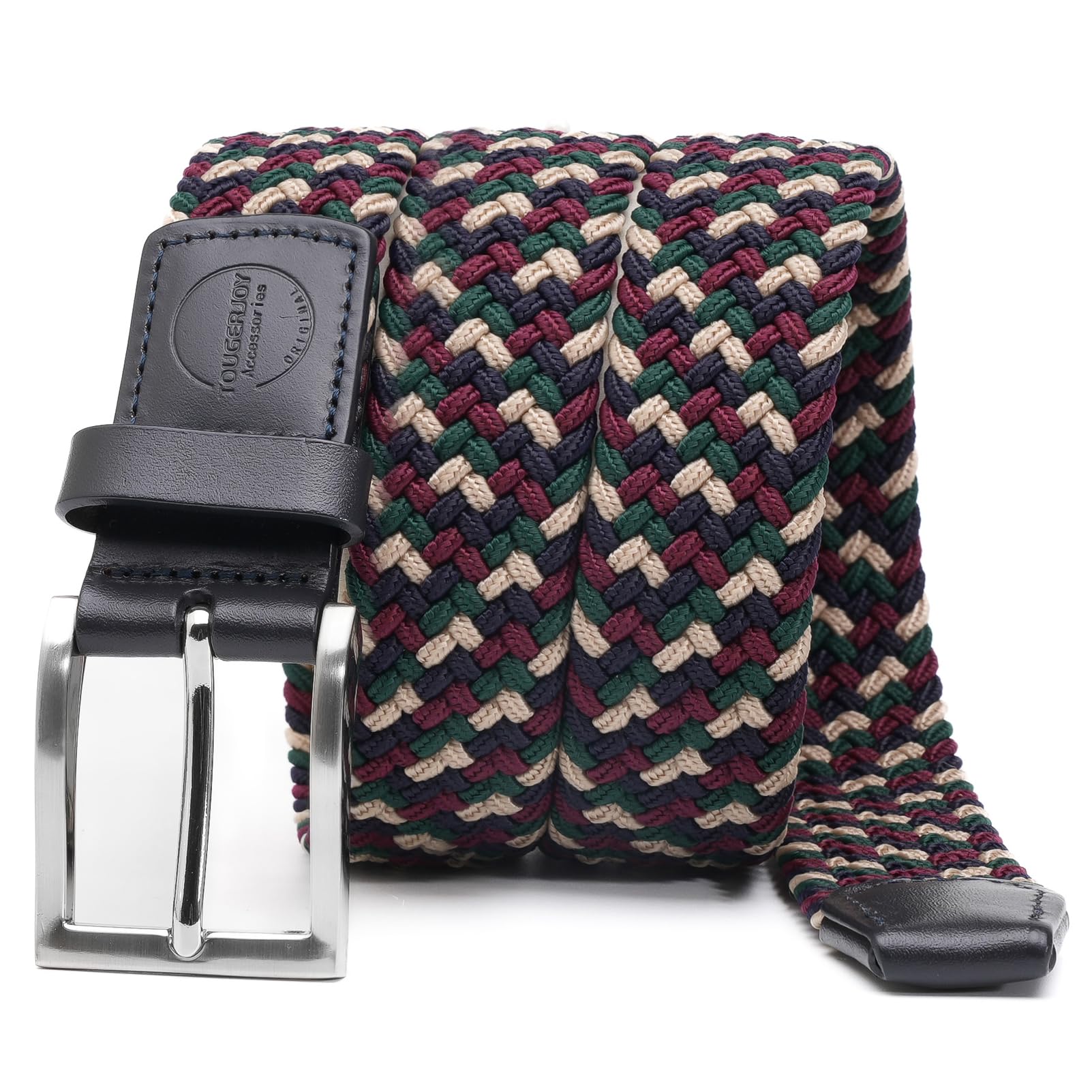 TOUGERJOY Mens Stretch Belt, tessuto elastico intrecciato Web Belt Casual per Golf Pantaloni di caccia Jeans