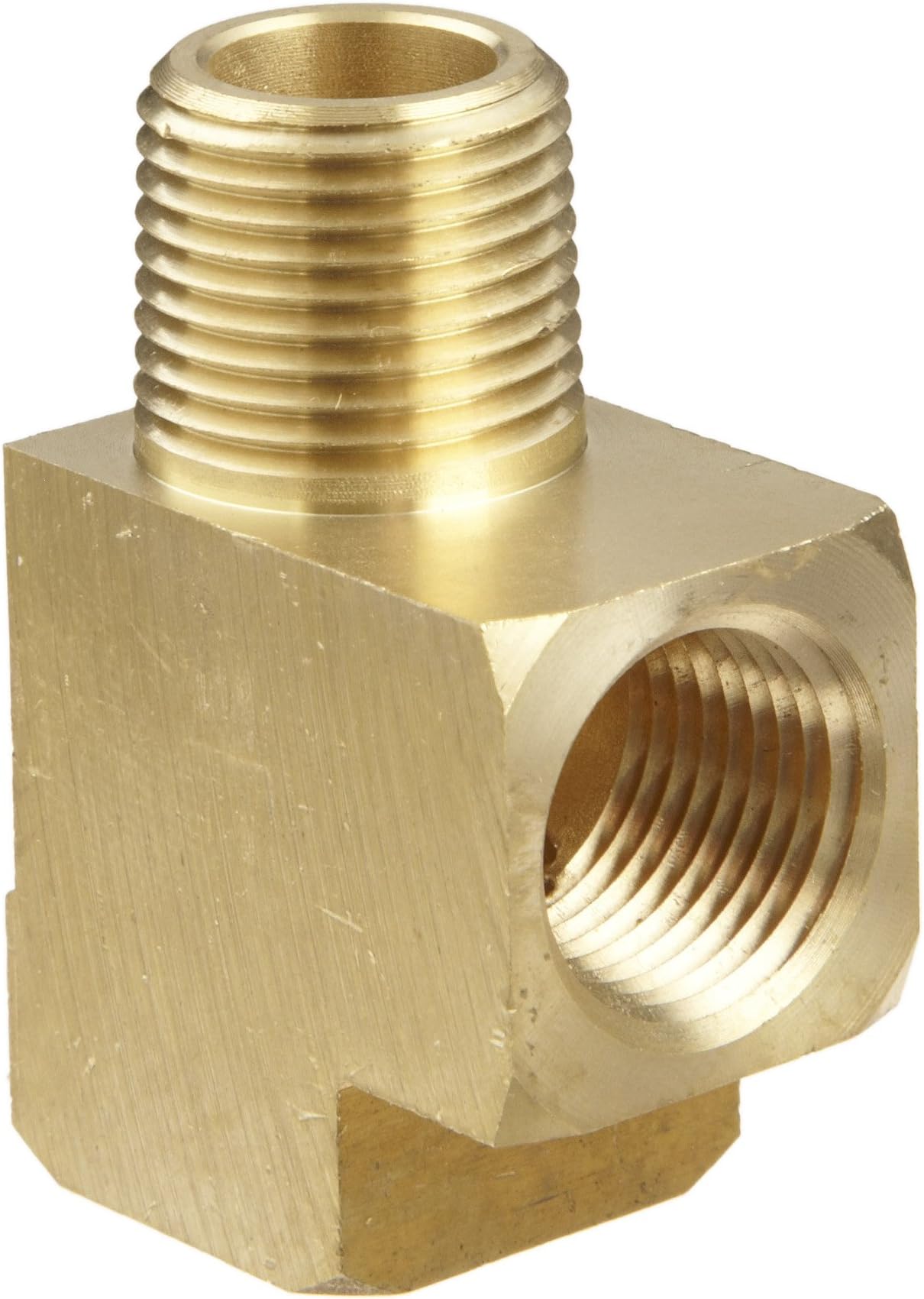 Anderson Metals - 06127-02 Brass Pipe Fitting, Barstock Street Tee, 1/8" Female Pipe x 1/8" Male Pipe x 1/8" Female Pipe