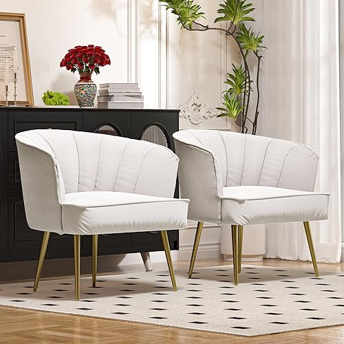 Miniatura 3 de Morden Fort Silla de terciopelo para sala de estar, moderna silla auxiliar con patas de metal dorado para sala de estar, vestidor, dormitorio,