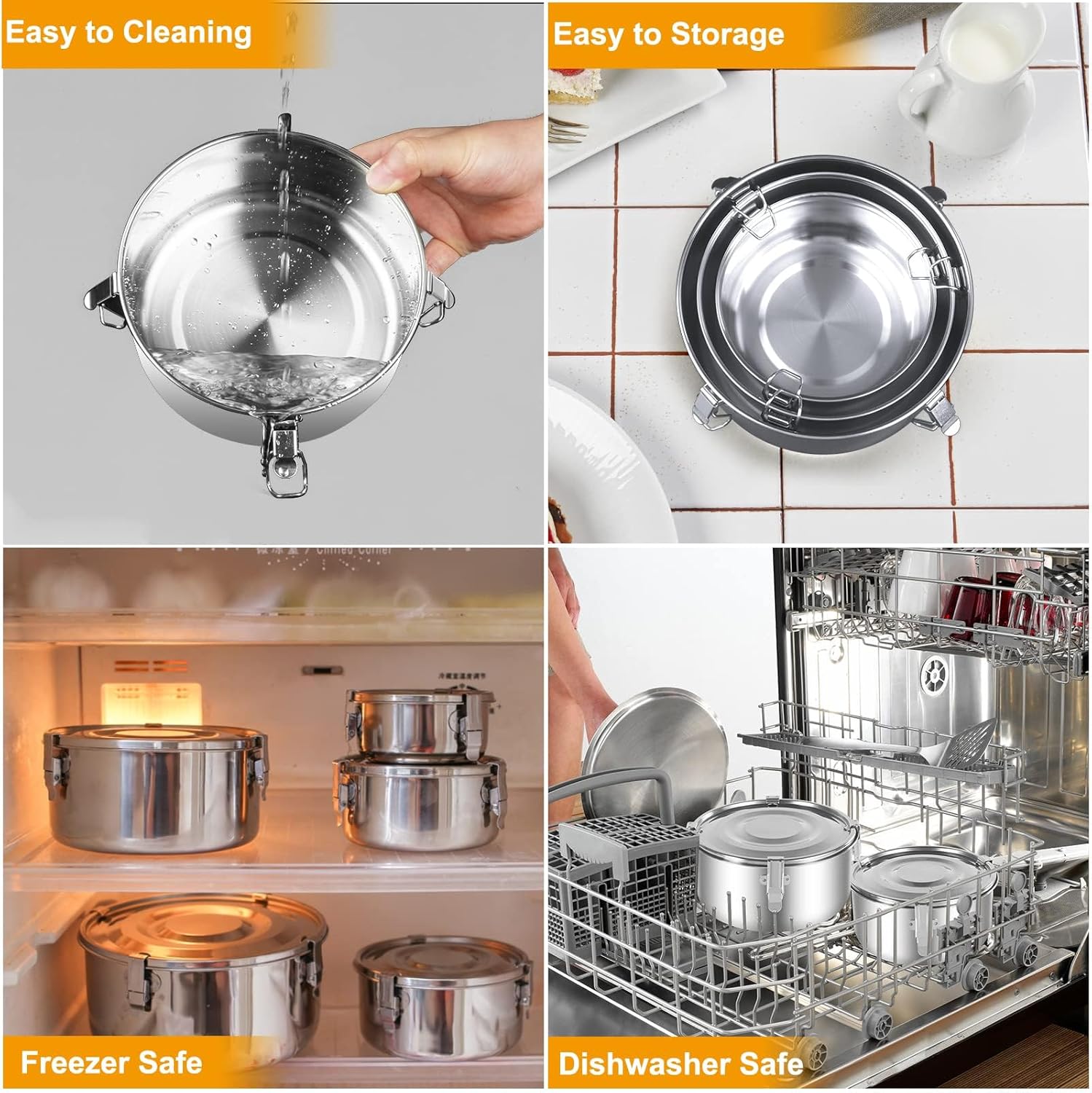 LEEPENK Premium Stainless Steel Food Storage Containers 304 Grade The Original Leak-Proof, Airtight, Smell-Proof - Perfect For Camping Trips, Lunches, Leftovers, Soups, Salads - Image 6