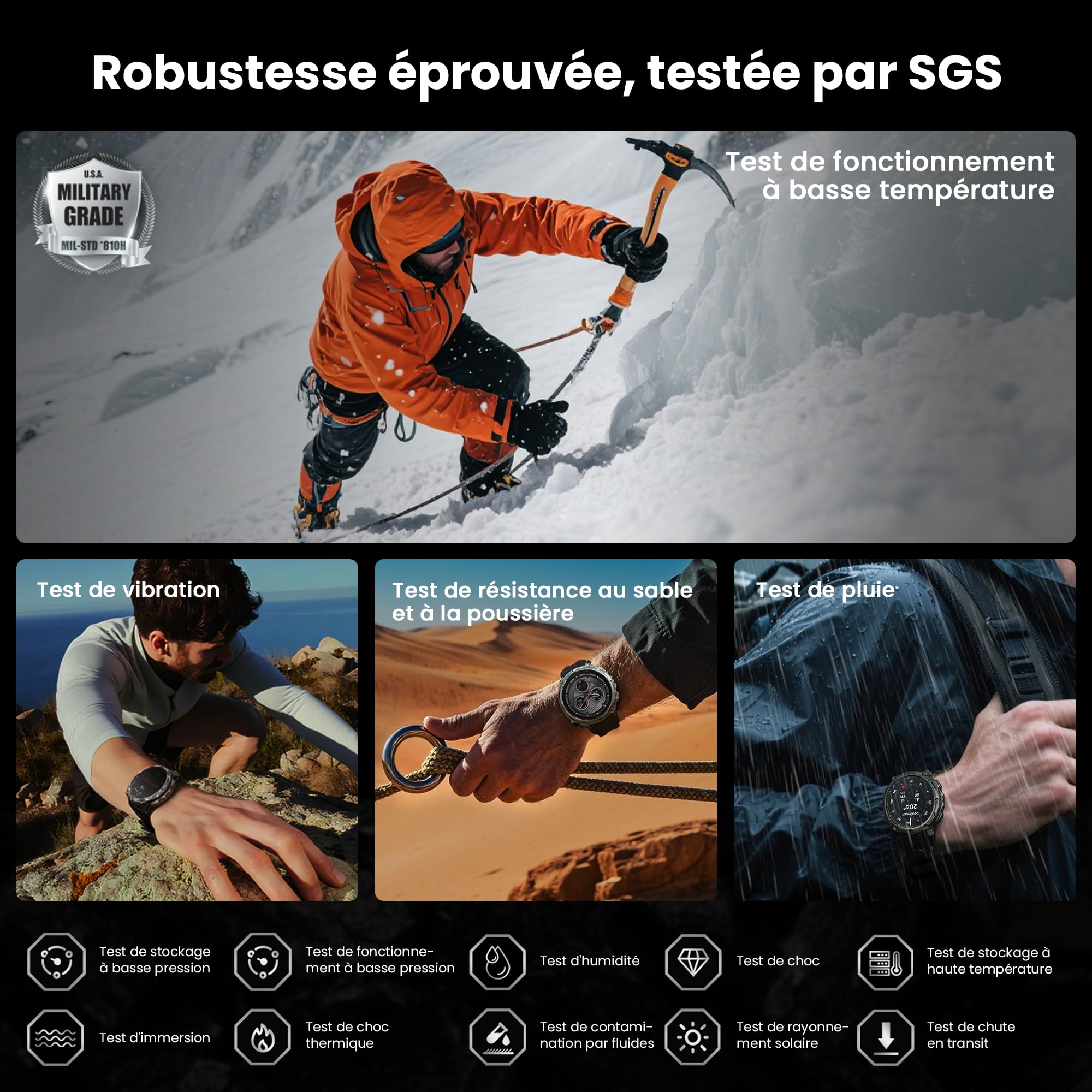 KOSPET Tank T4 GPS Montre Connectée Homme, Cartes Hors Ligne & Talkie-Walkie, Étanchéité 10ATM (Plongée 45M), Acier Inoxydable, Appels Bluetooth, Surveillance Santé 24/7, Compatible Android et iOS
